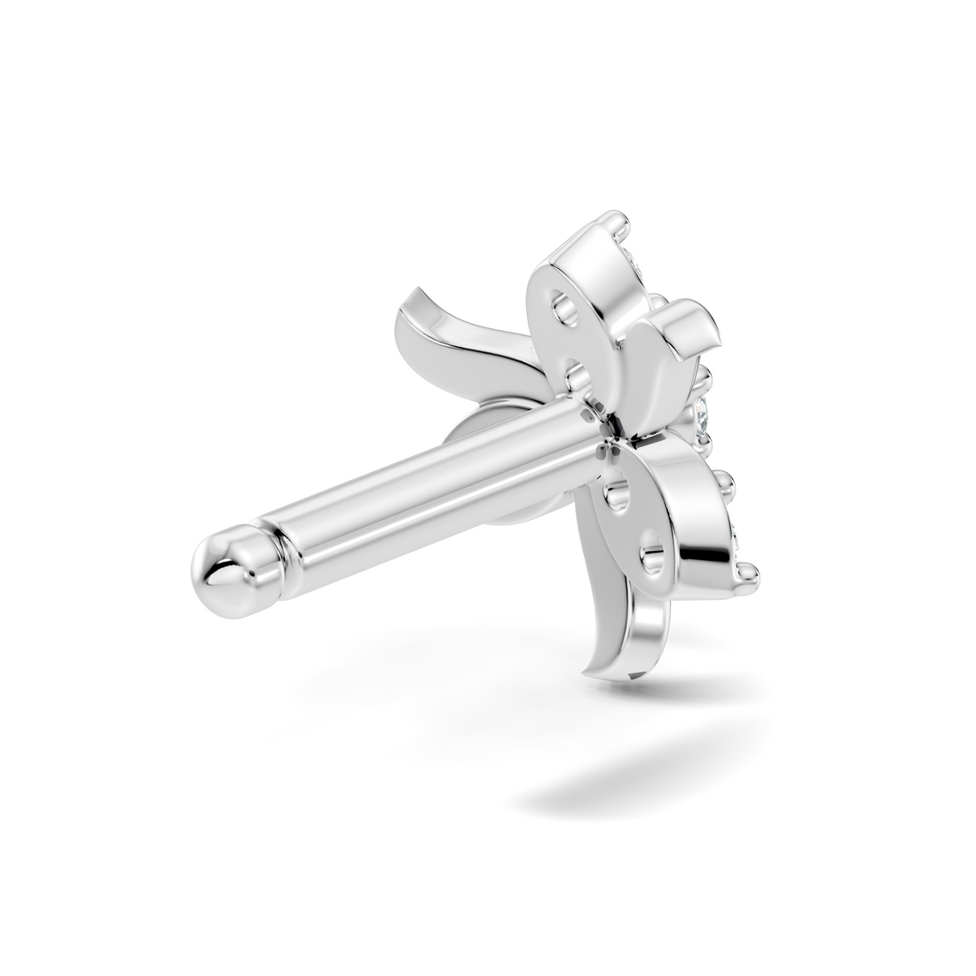 Three-Petal Pinwheel Diamond Nose Pin