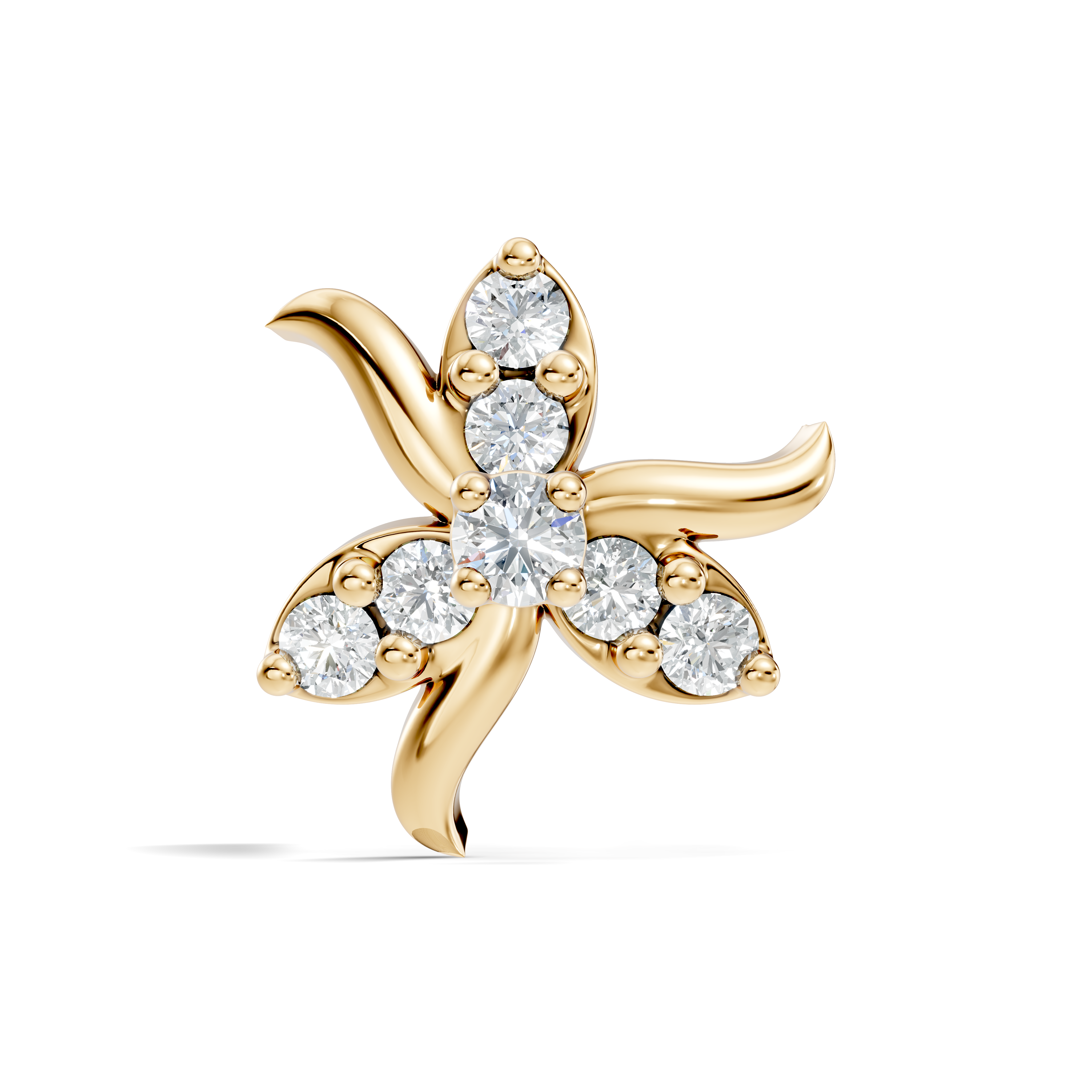 Three-Petal Pinwheel Diamond Nose Pin