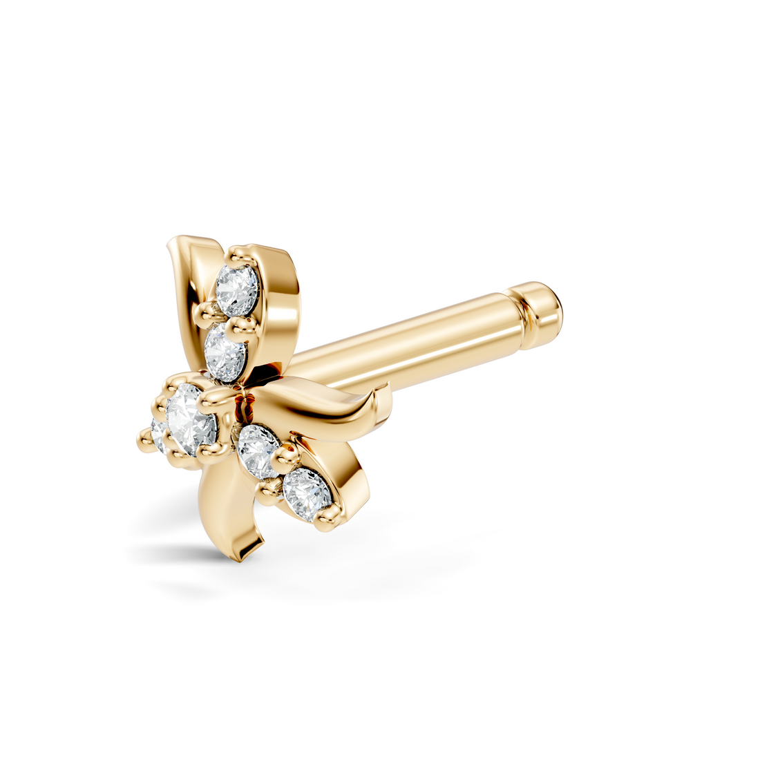Three-Petal Pinwheel Diamond Nose Pin
