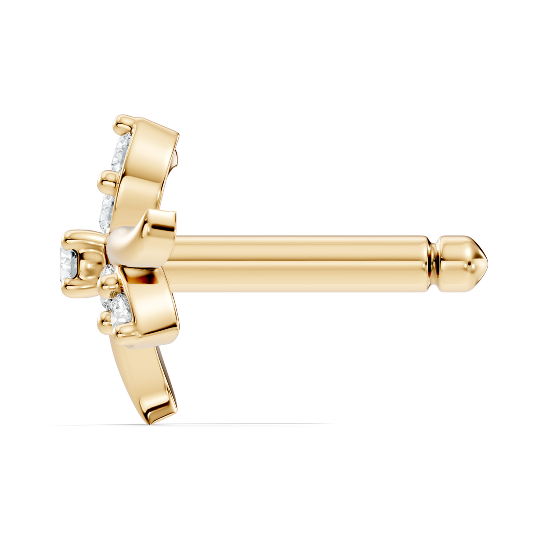 Three-Petal Pinwheel Diamond Nose Pin