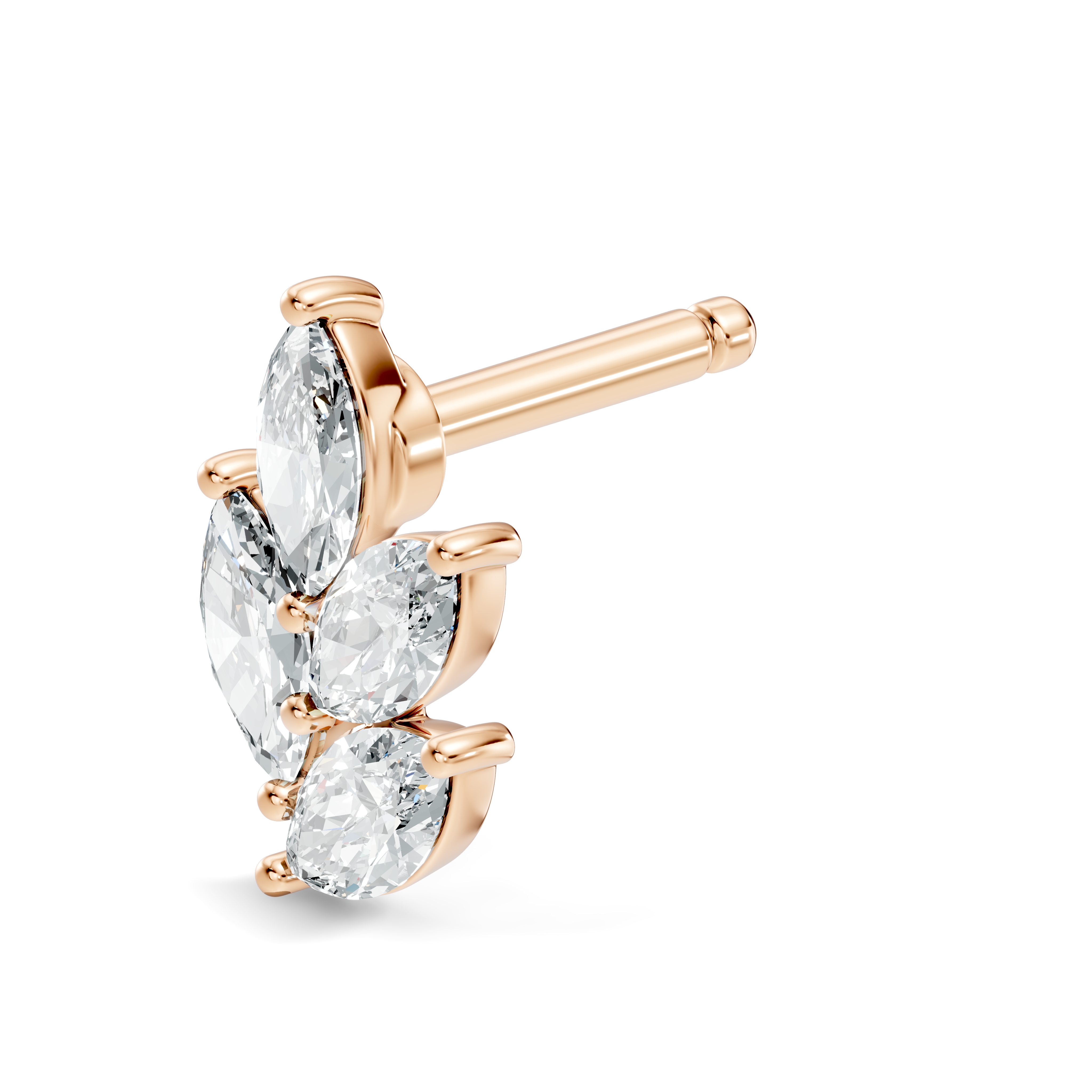 Marquise Vine Four-Stone Diamond Nose Pin