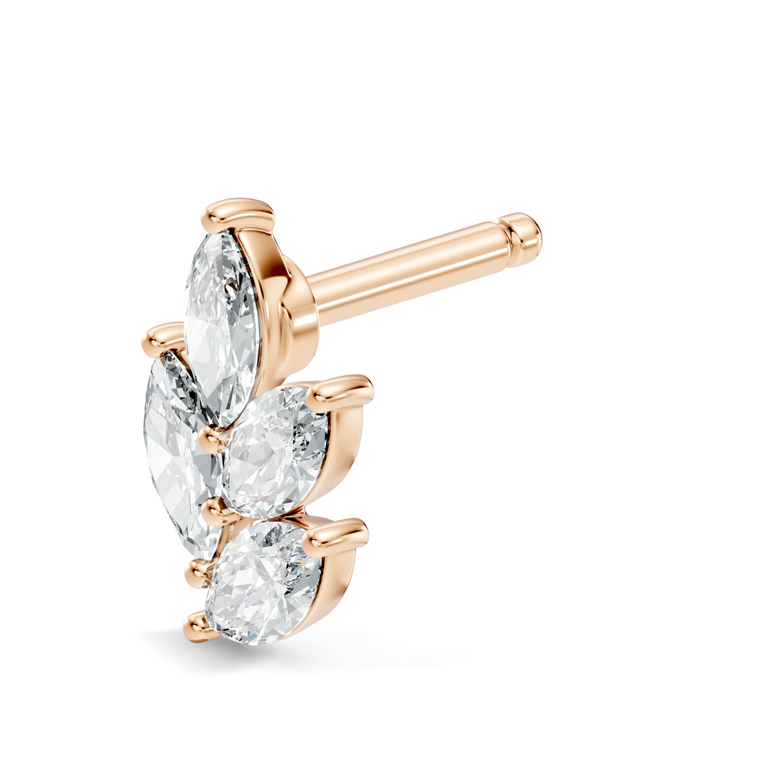 Marquise Vine Four-Stone Diamond Nose Pin