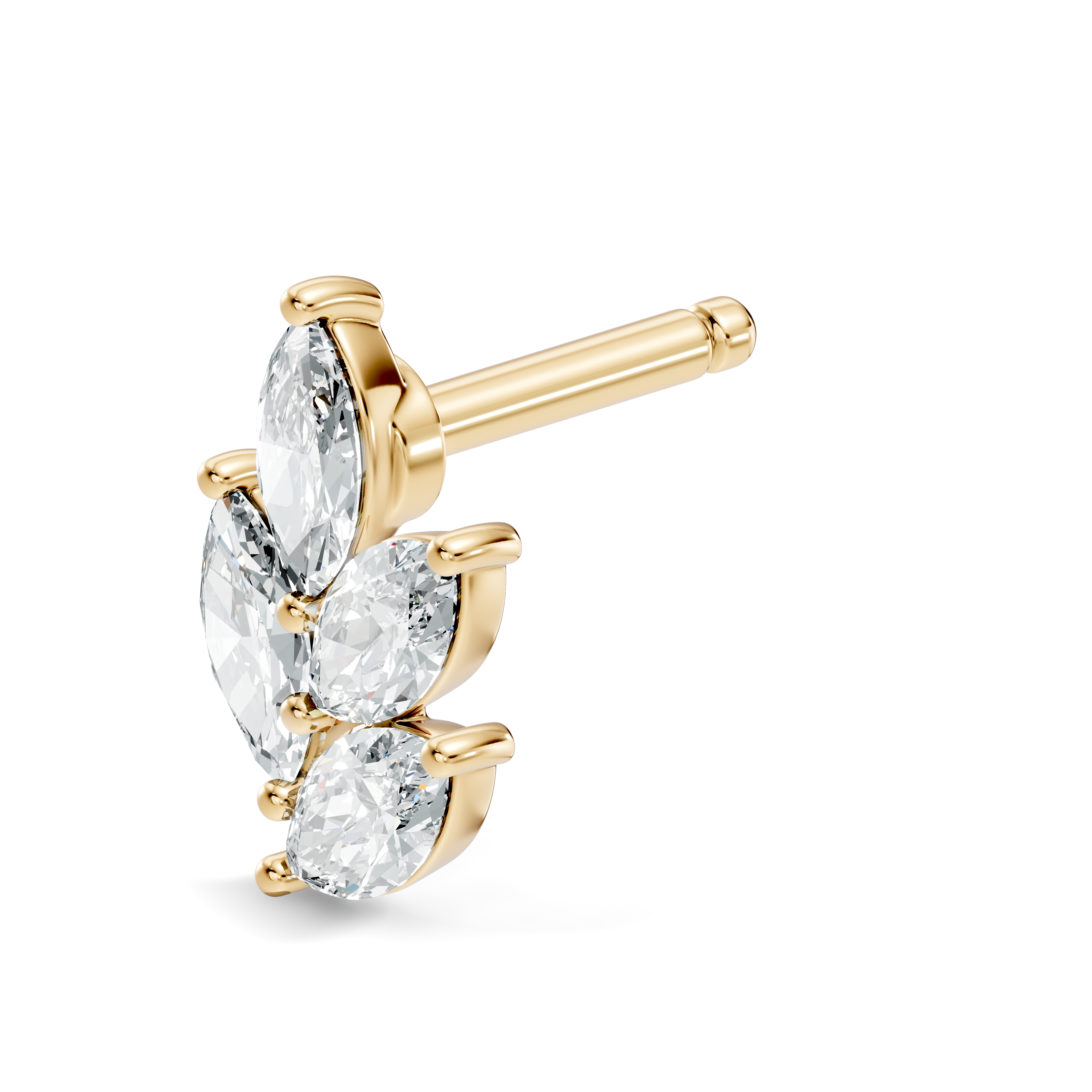 Marquise Vine Four-Stone Diamond Nose Pin