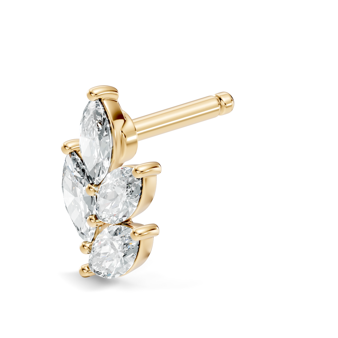 Marquise Vine Four-Stone Diamond Nose Pin