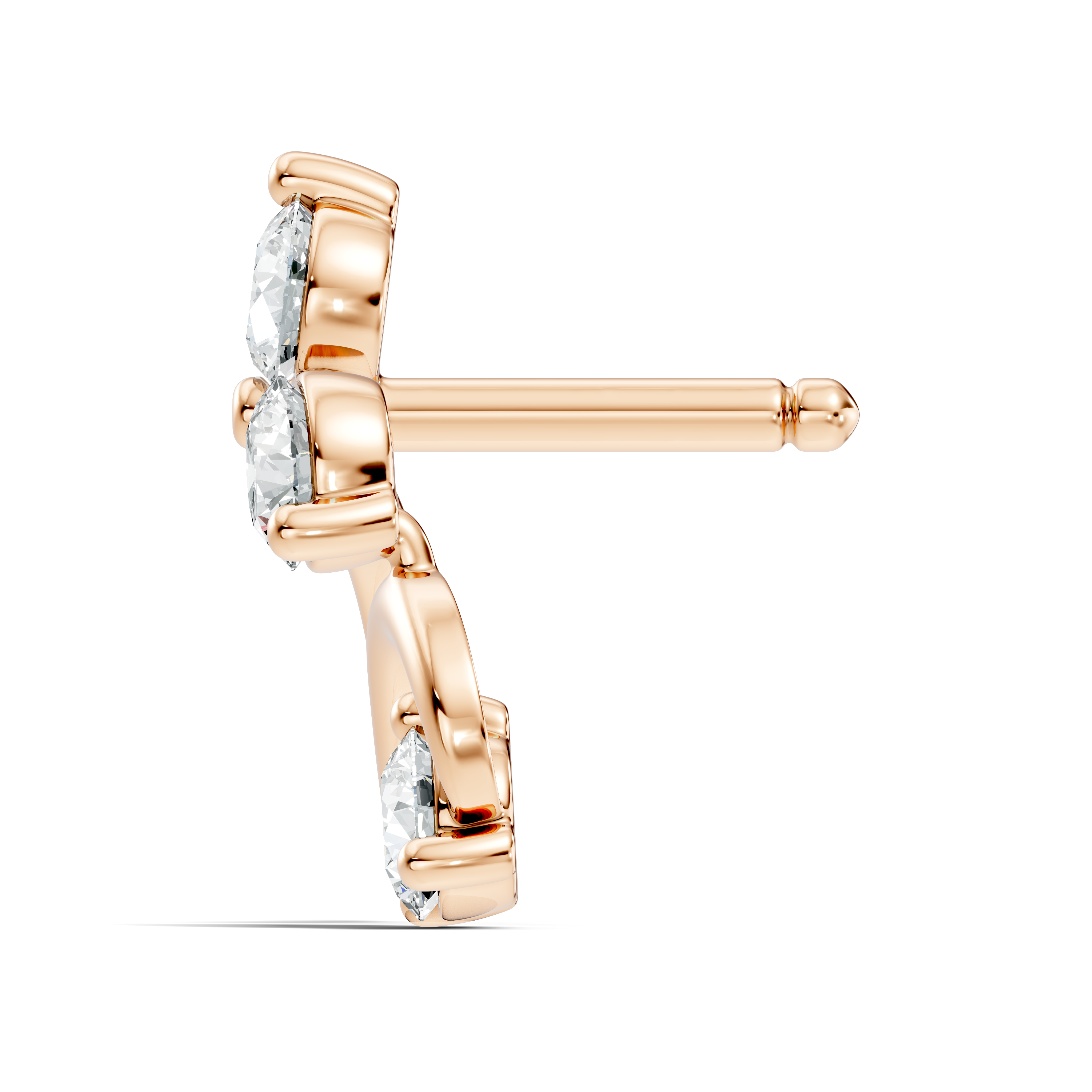 S-Curve Four-Stone Diamond Nose Pin