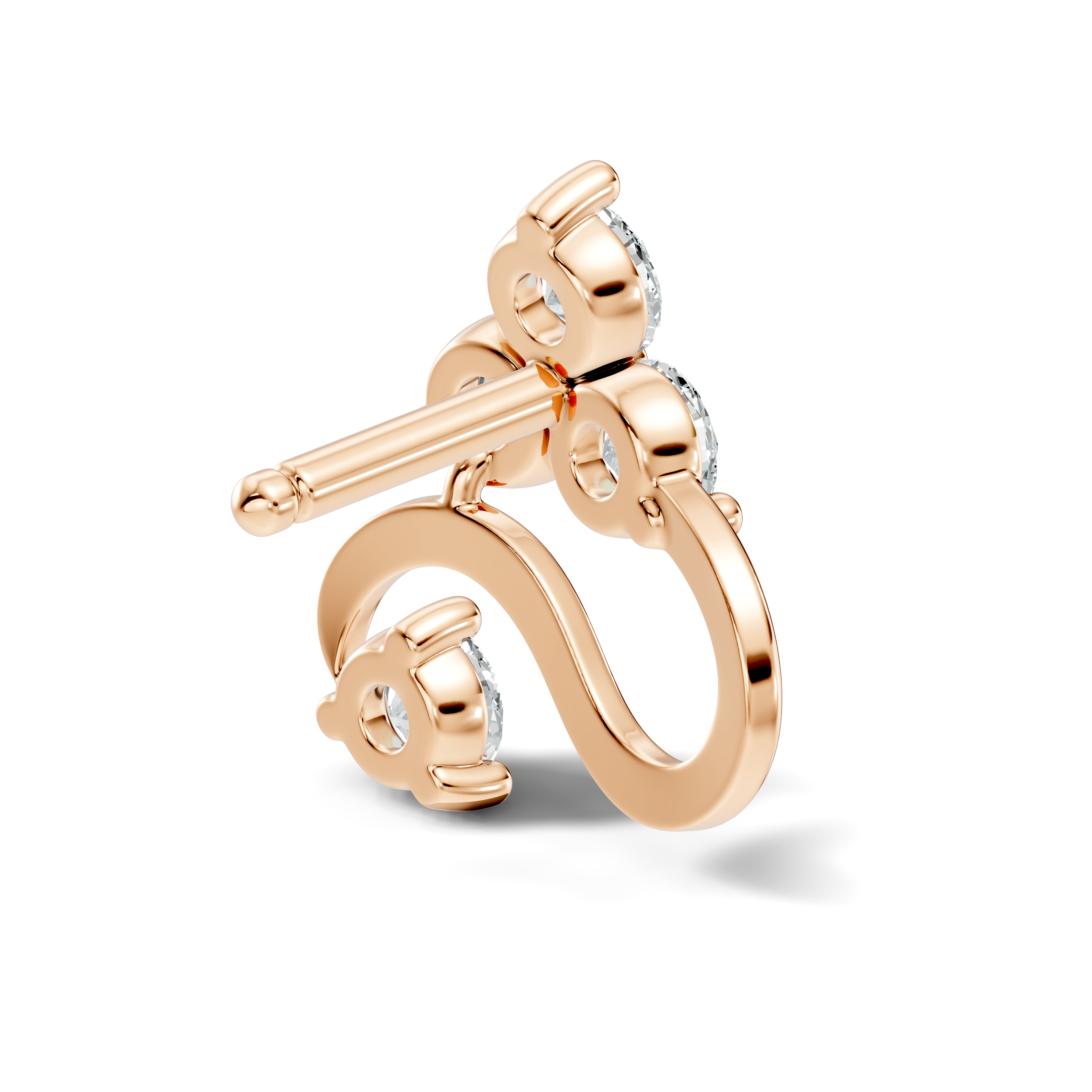S-Curve Four-Stone Diamond Nose Pin