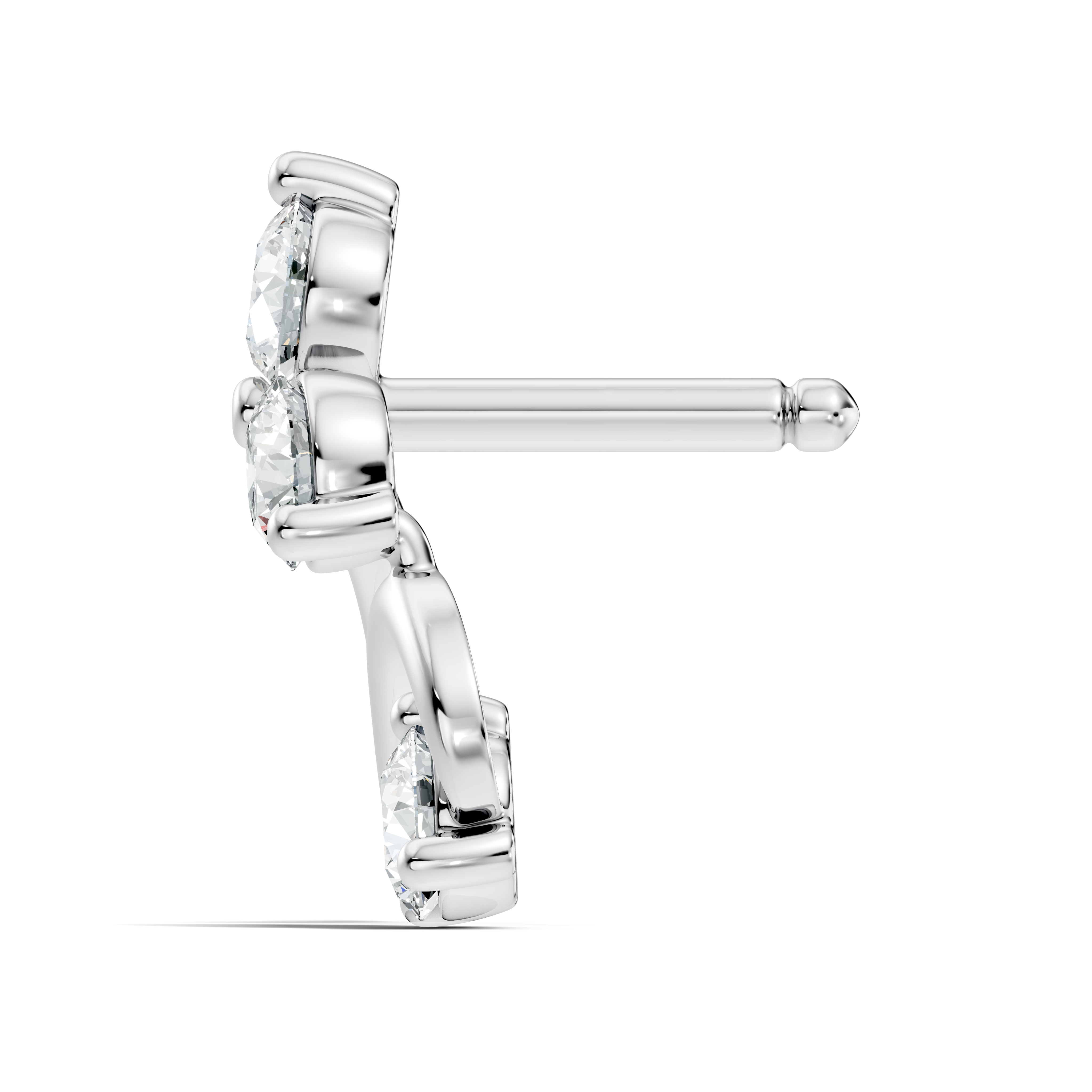 S-Curve Four-Stone Diamond Nose Pin
