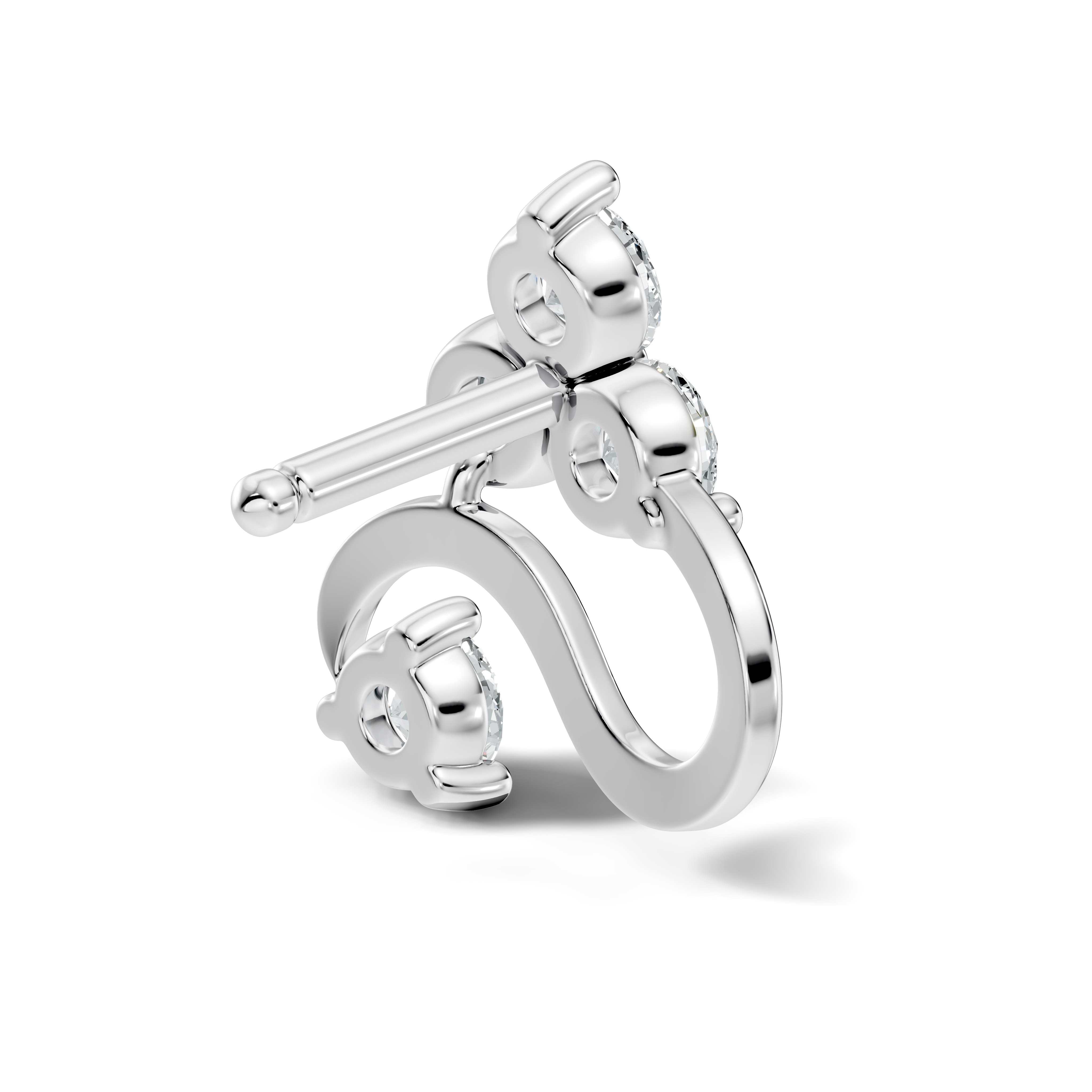S-Curve Four-Stone Diamond Nose Pin