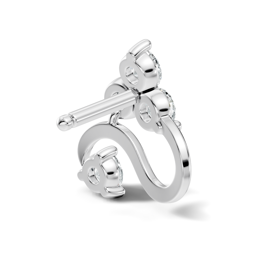 S-Curve Four-Stone Diamond Nose Pin