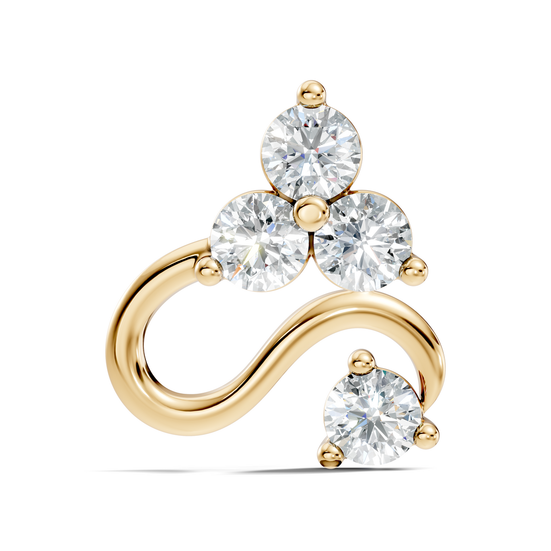 S-Curve Four-Stone Diamond Nose Pin