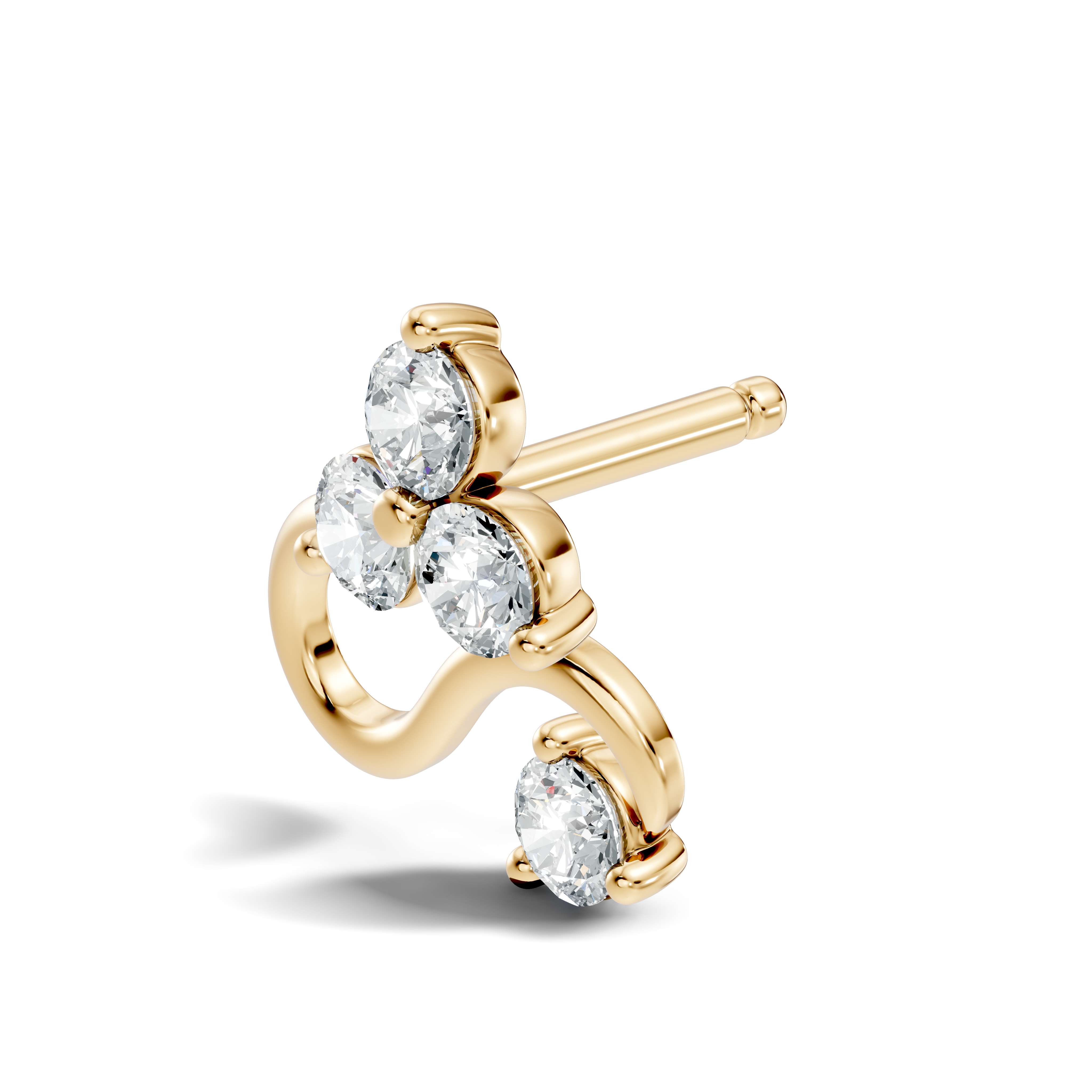 S-Curve Four-Stone Diamond Nose Pin