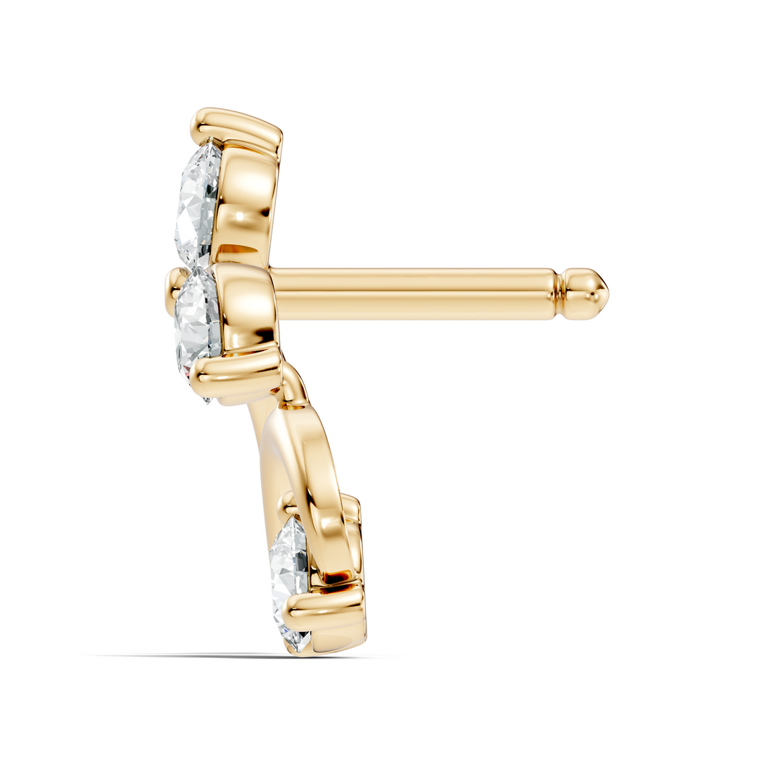 S-Curve Four-Stone Diamond Nose Pin