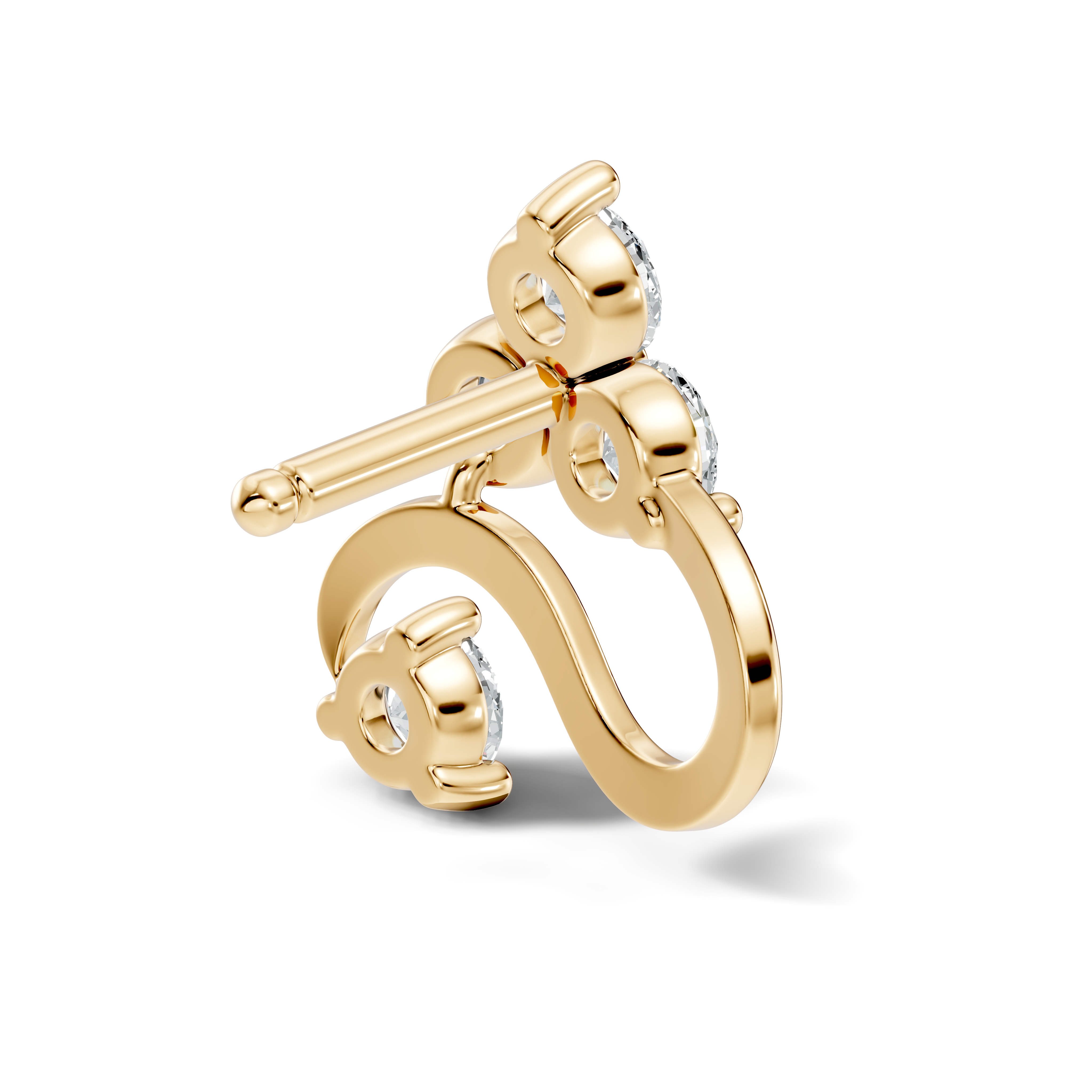 S-Curve Four-Stone Diamond Nose Pin