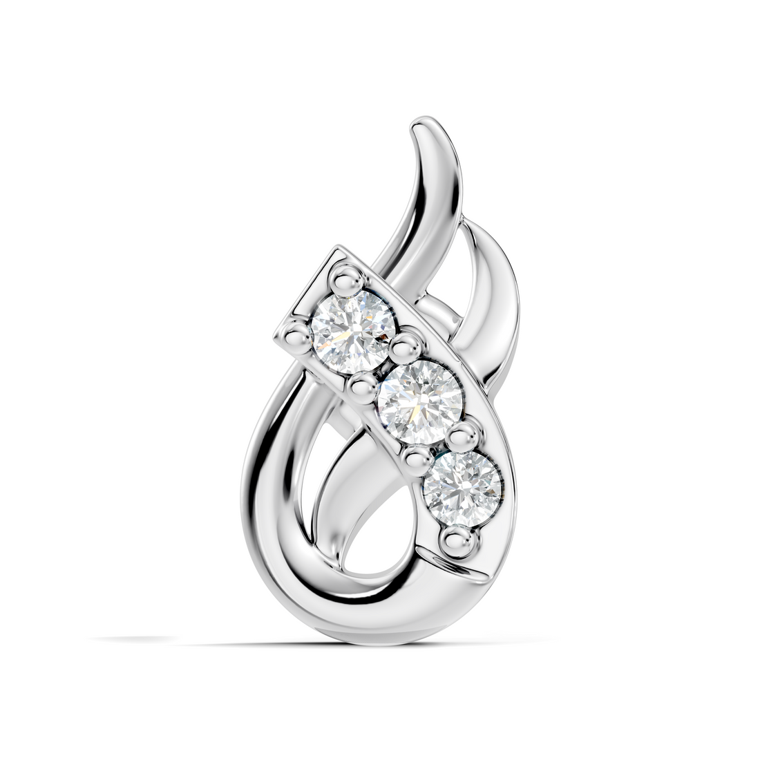 Lustrous Flame 3-Stone Diamond Earring