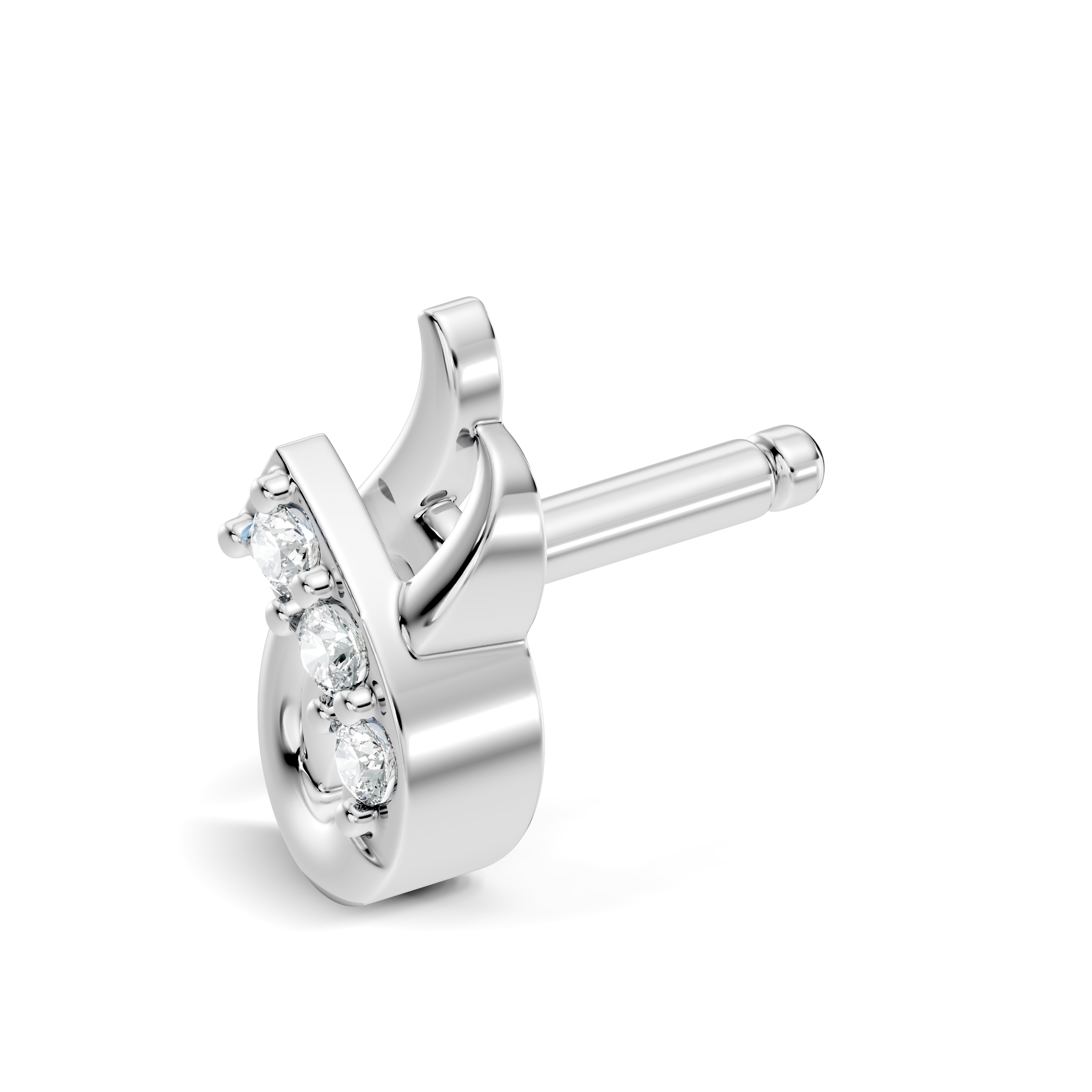 Lustrous Flame 3-Stone Diamond Earring