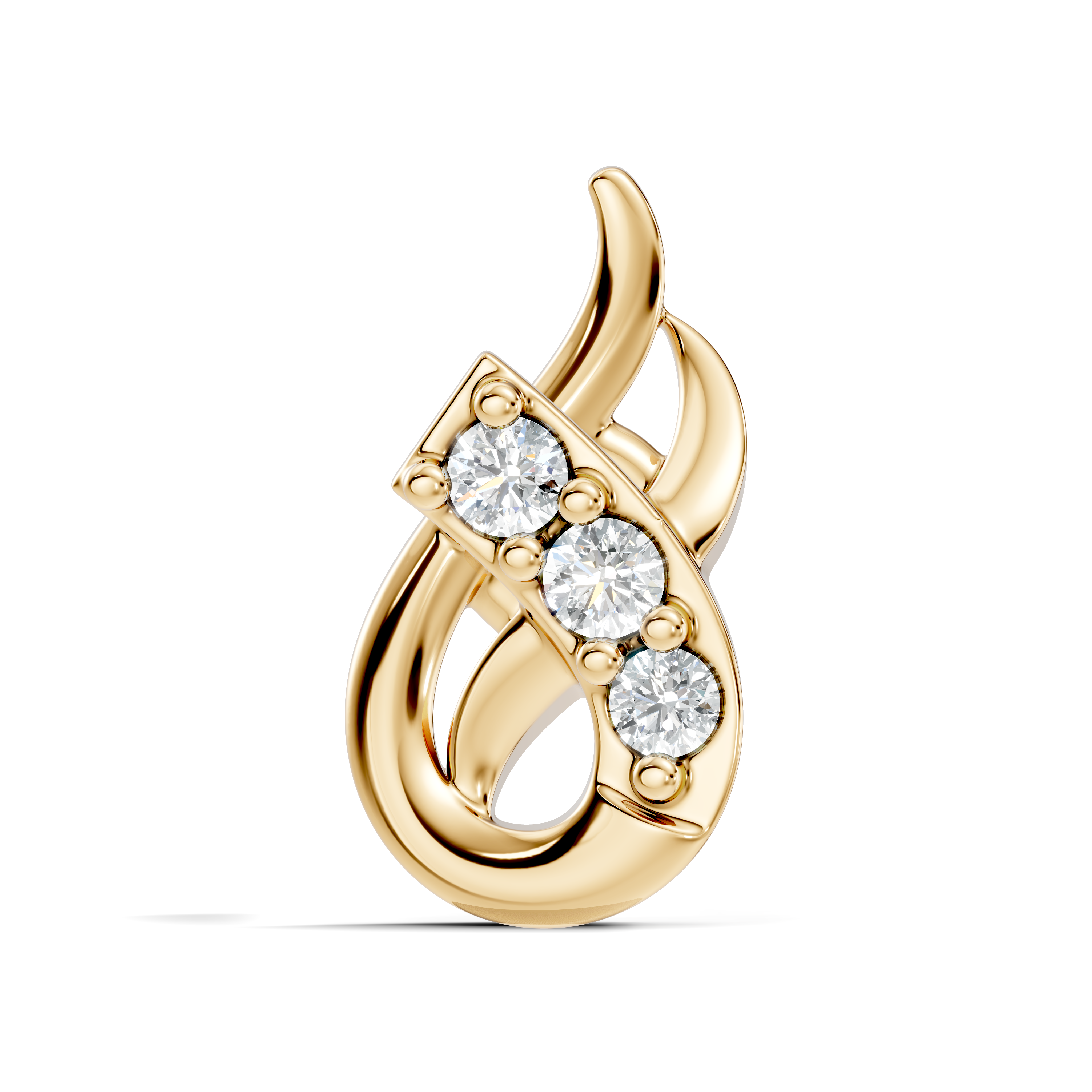 Lustrous Flame 3-Stone Diamond Earring