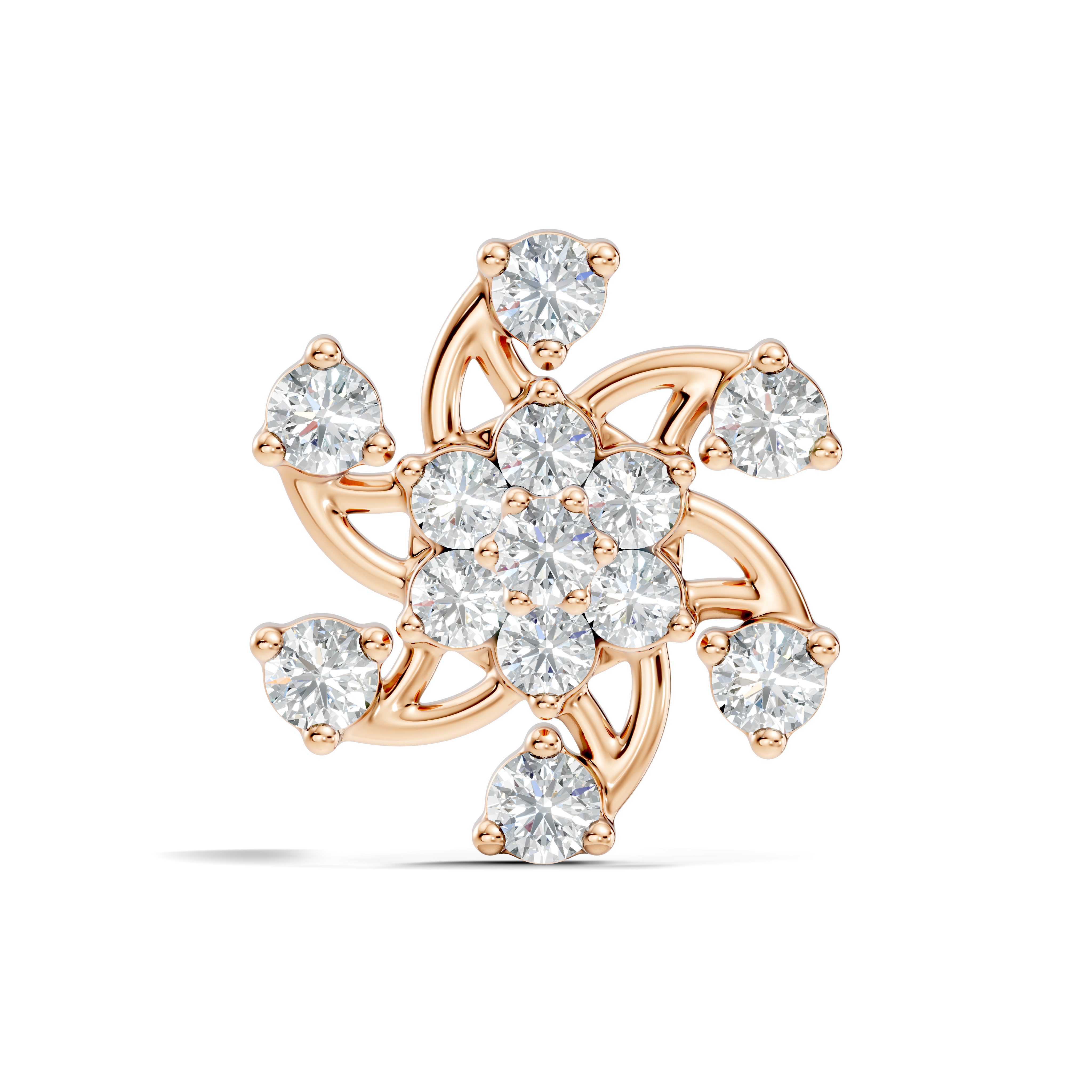 Swirl Pinwheel Floral Diamond Nose Pin