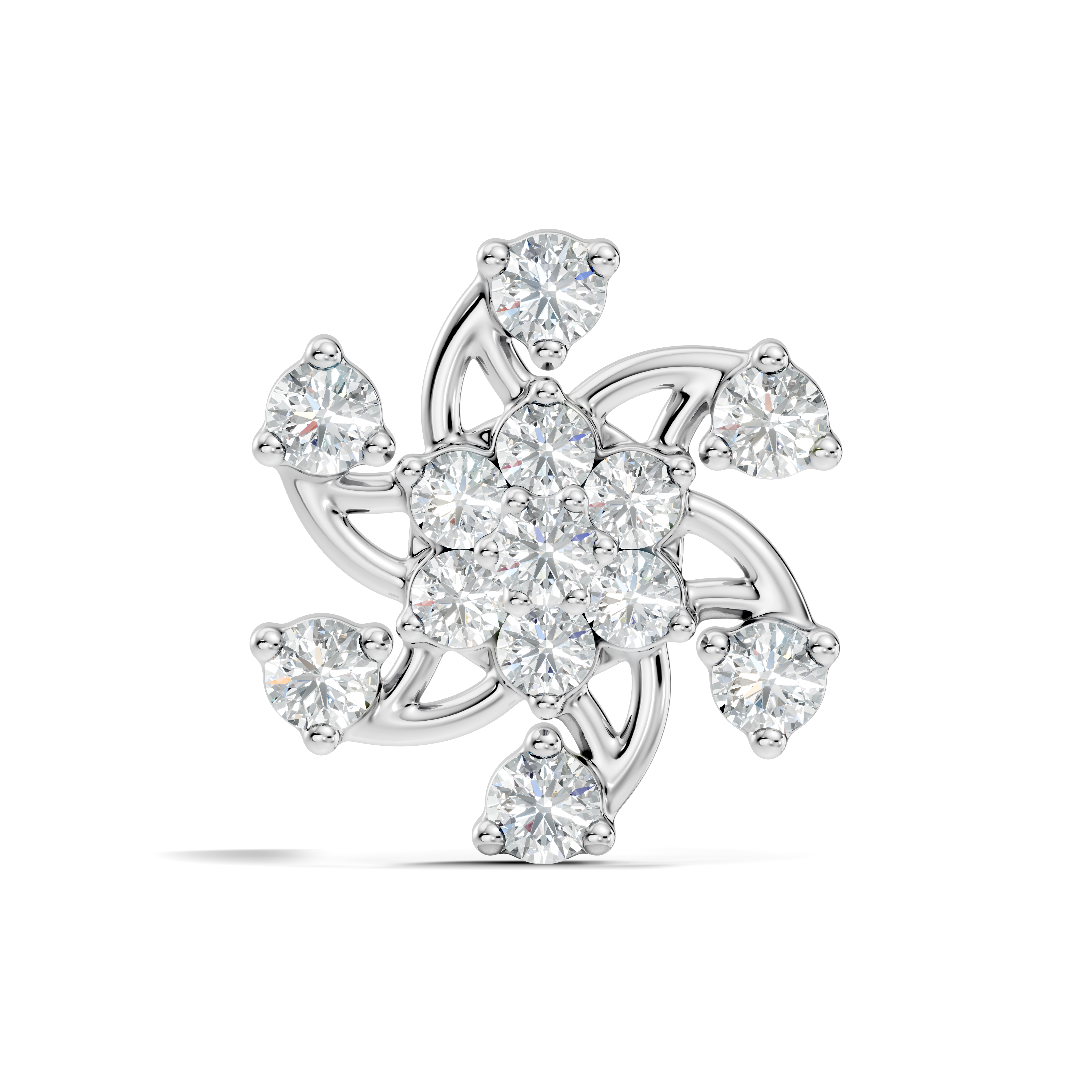 Swirl Pinwheel Floral Diamond Nose Pin
