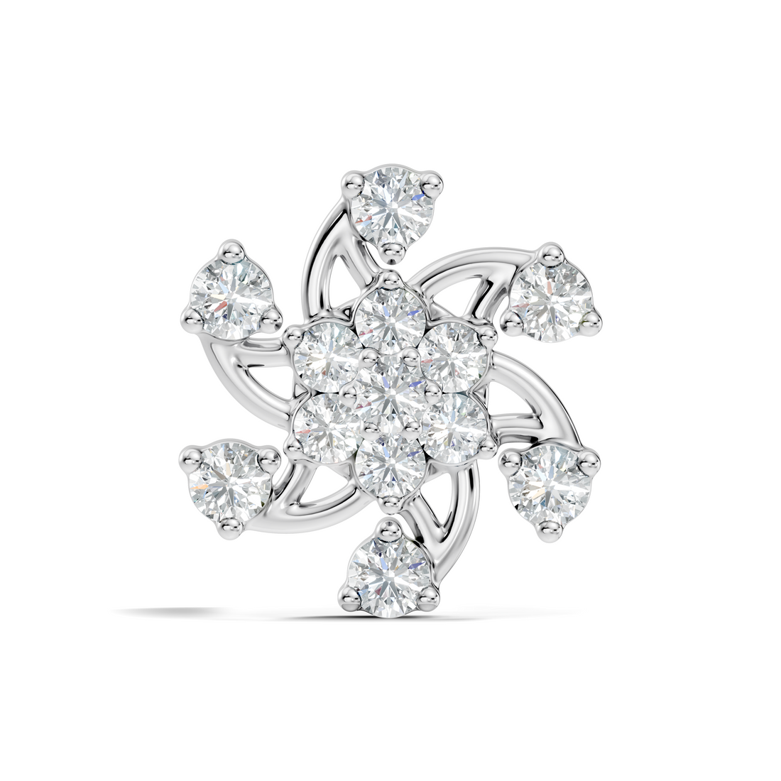 Swirl Pinwheel Floral Diamond Nose Pin