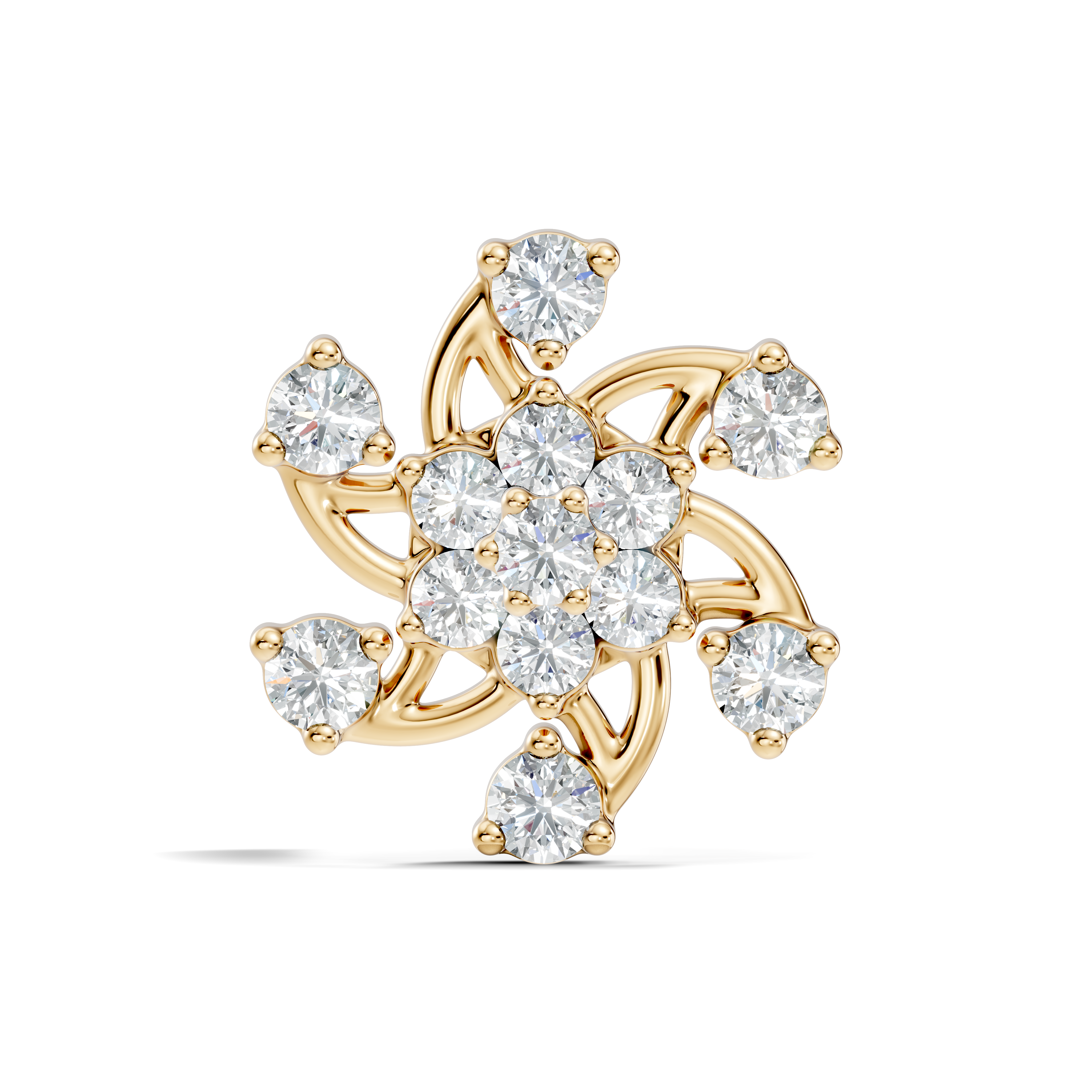 Swirl Pinwheel Floral Diamond Nose Pin