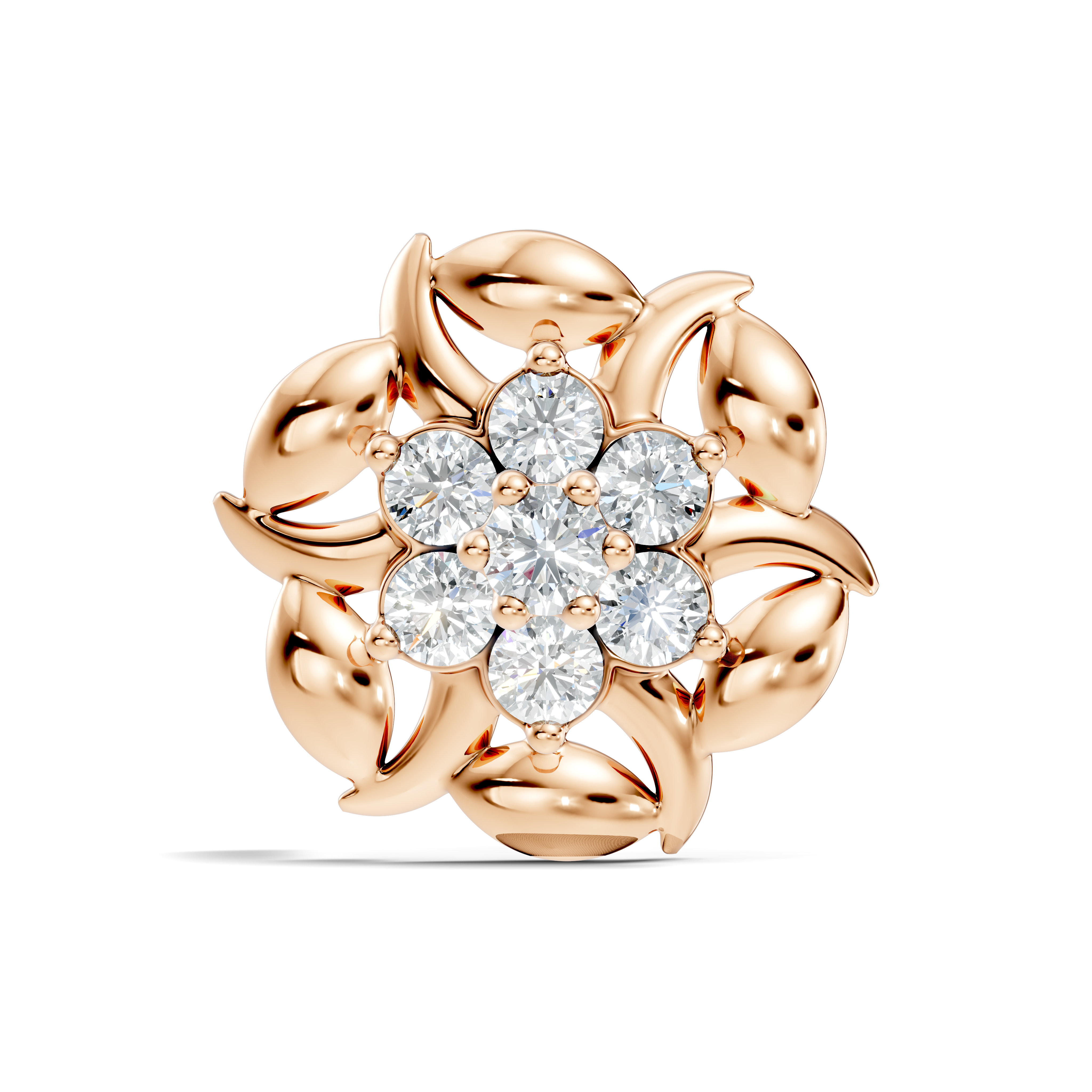 Swirl Petal Cluster Diamond Nose Pin
