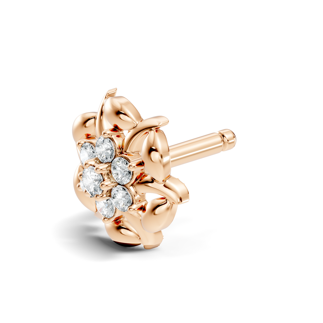 Swirl Petal Cluster Diamond Nose Pin