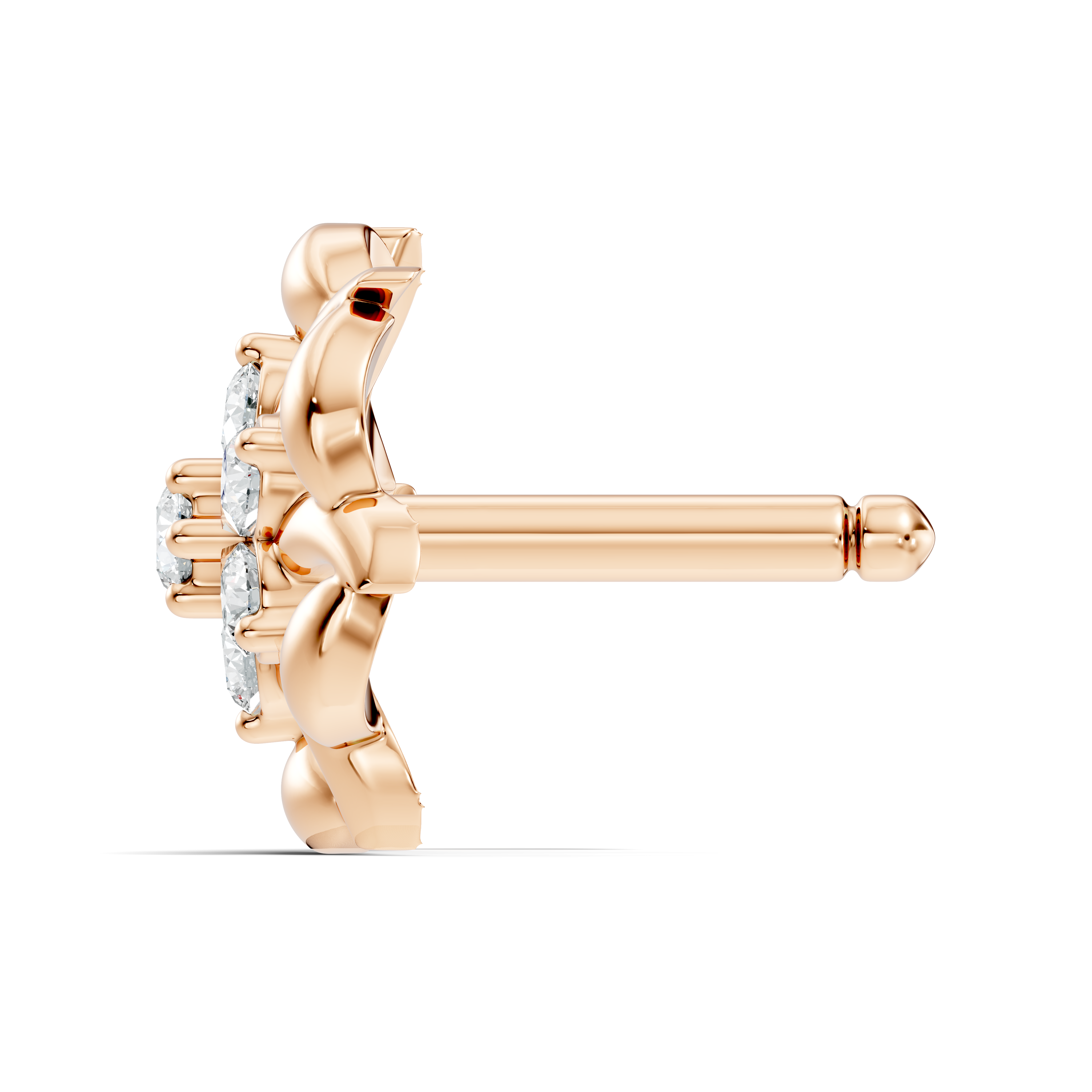 Swirl Petal Cluster Diamond Nose Pin