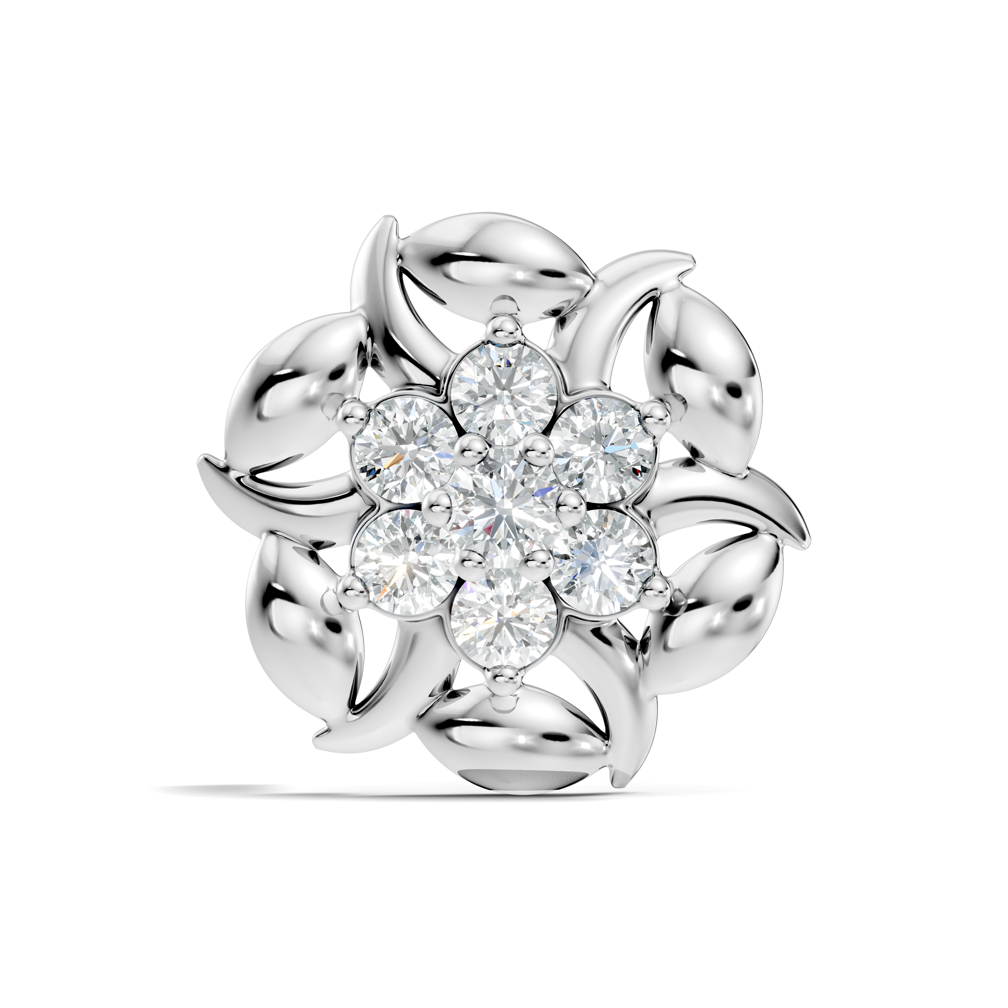 Swirl Petal Cluster Diamond Nose Pin