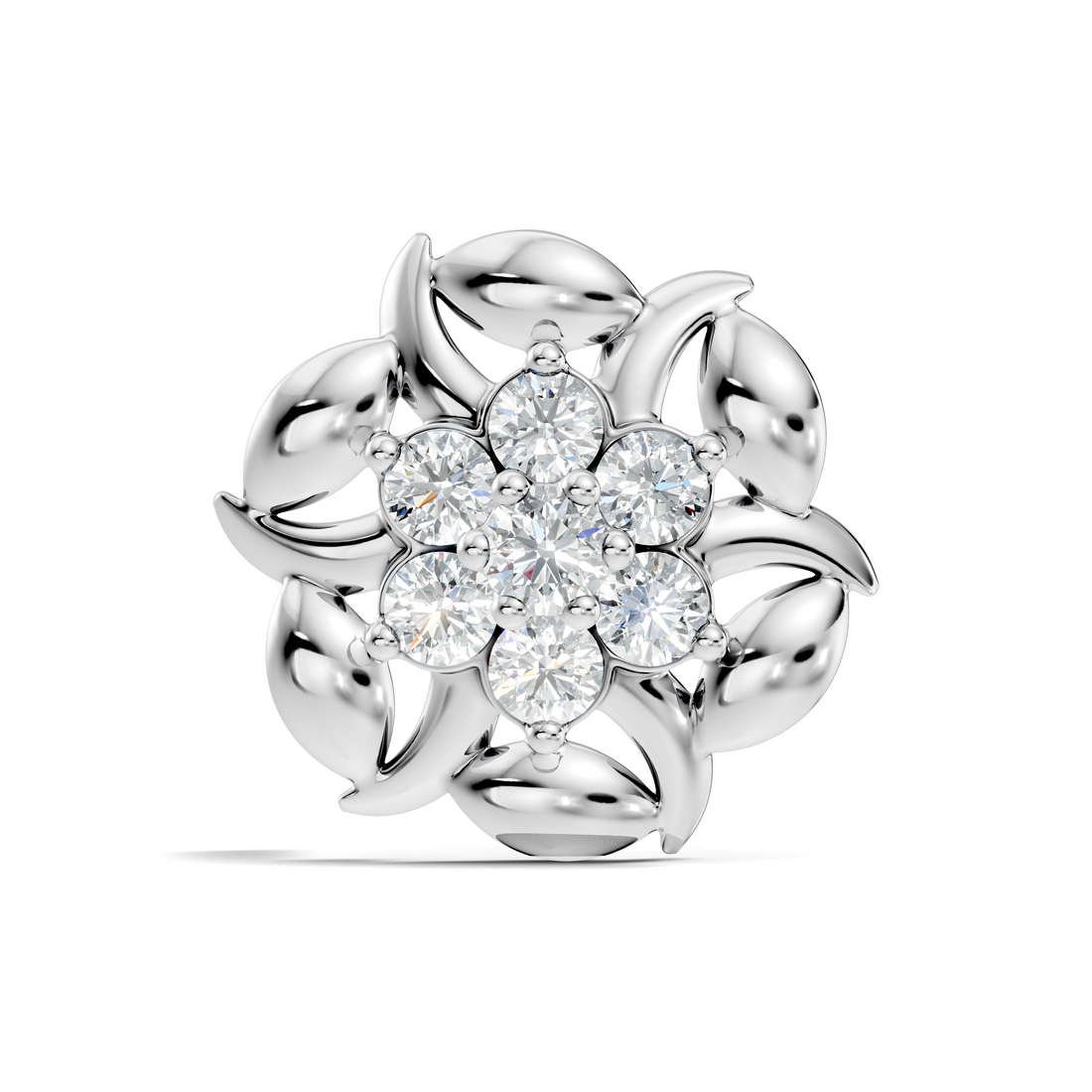 Swirl Petal Cluster Diamond Nose Pin