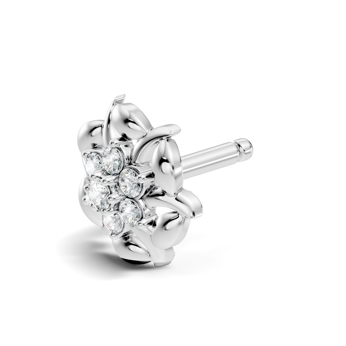 Swirl Petal Cluster Diamond Nose Pin