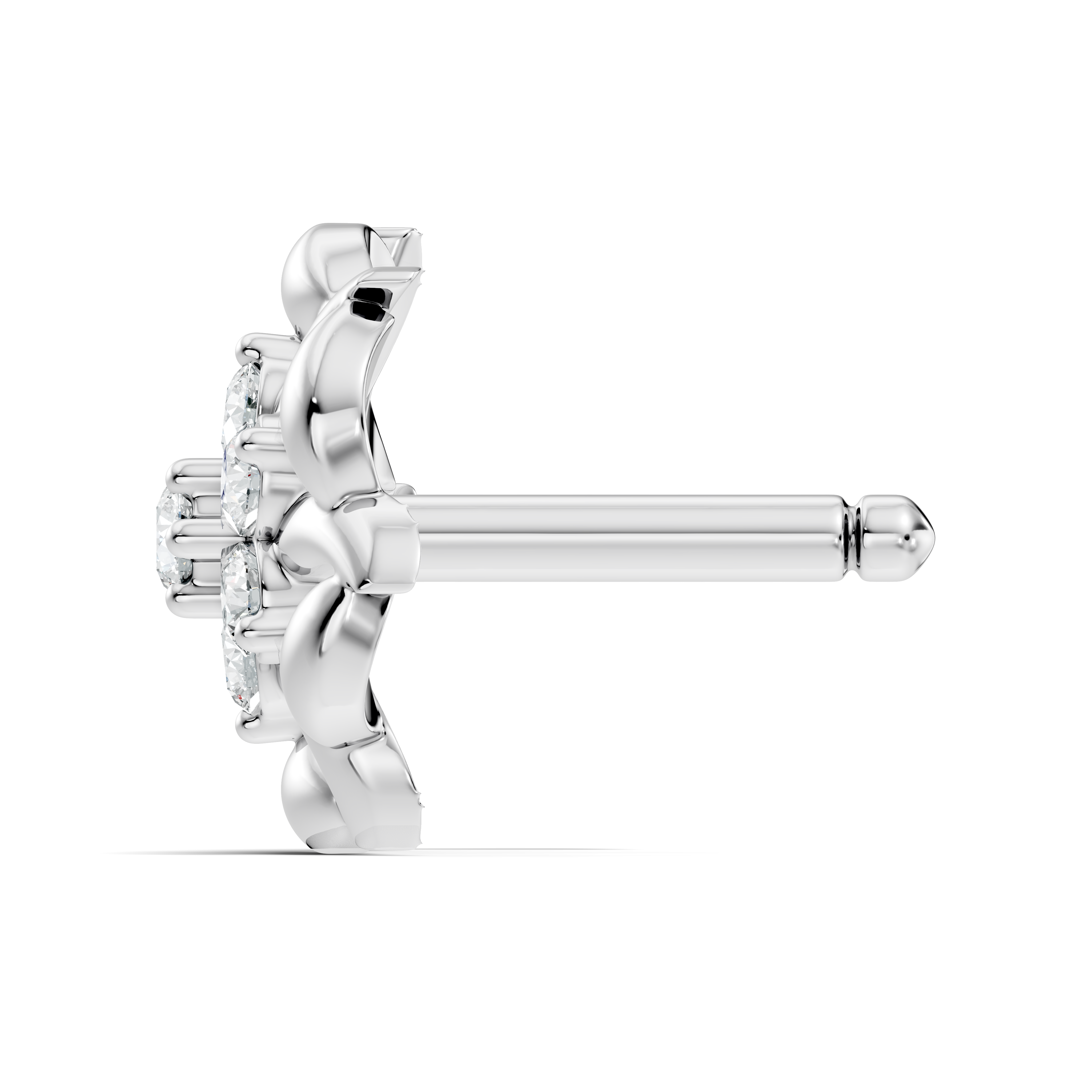 Swirl Petal Cluster Diamond Nose Pin
