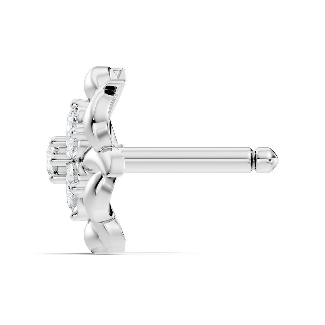Swirl Petal Cluster Diamond Nose Pin