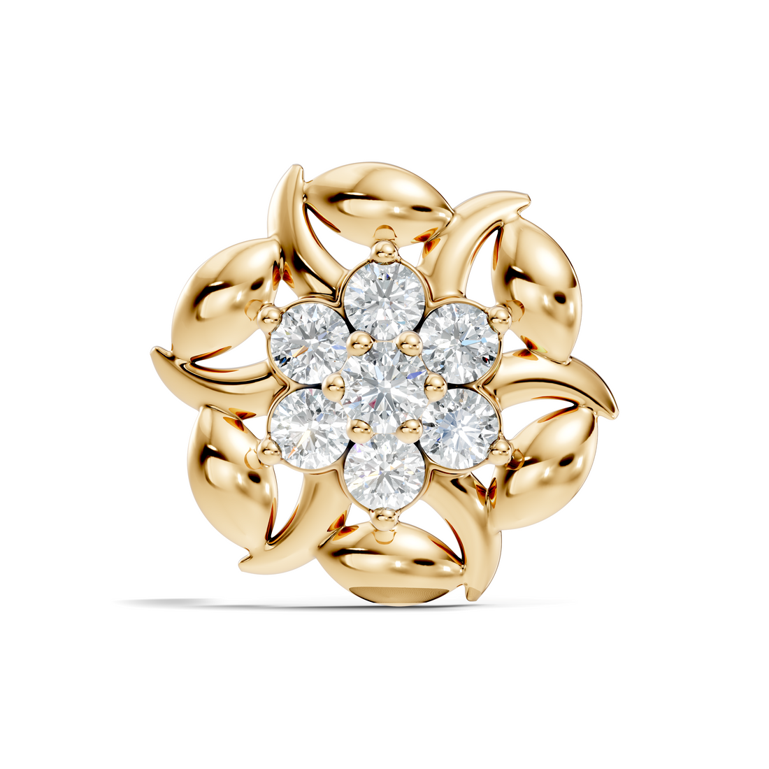 Swirl Petal Cluster Diamond Nose Pin