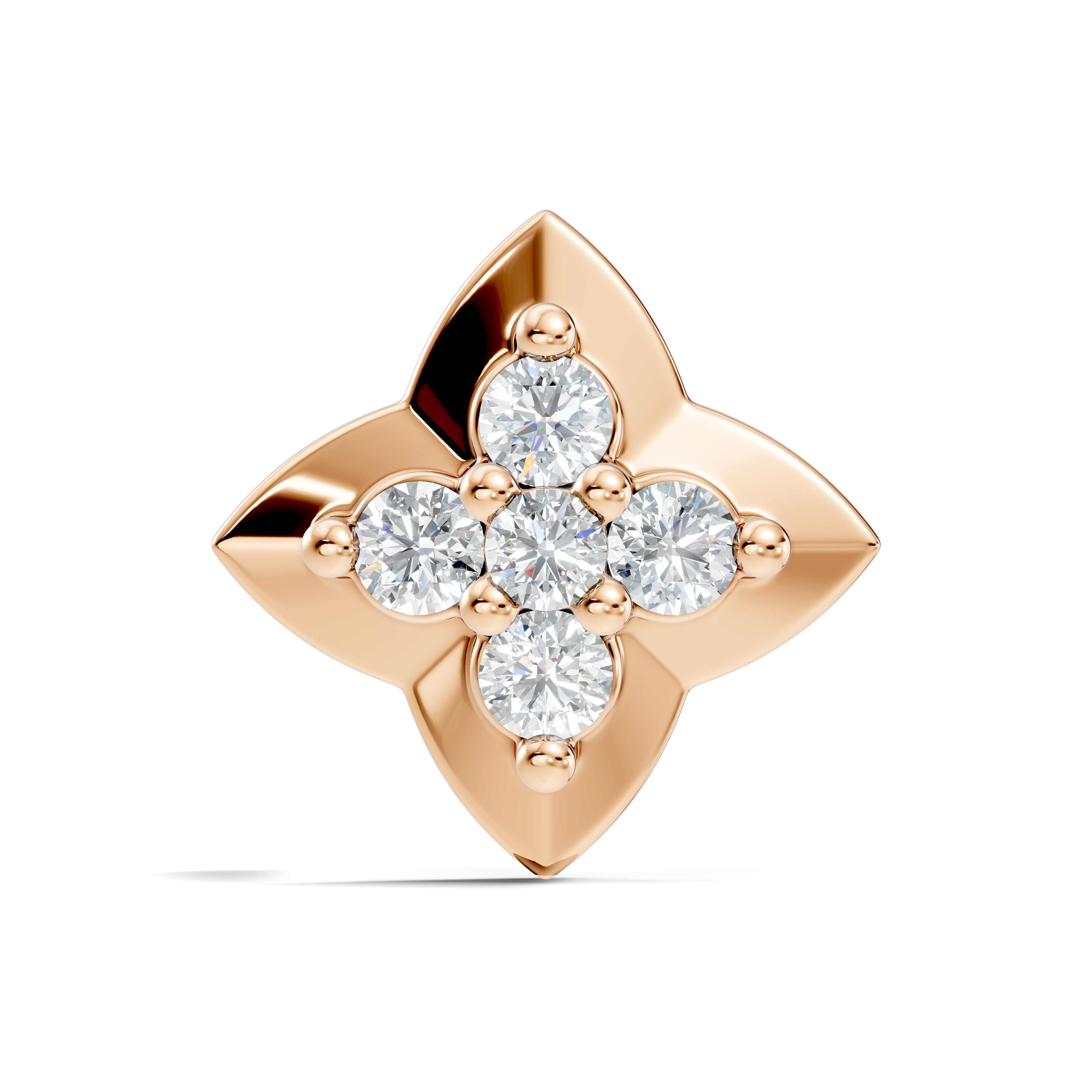 Four-Petal Flower Diamond Nose Pin