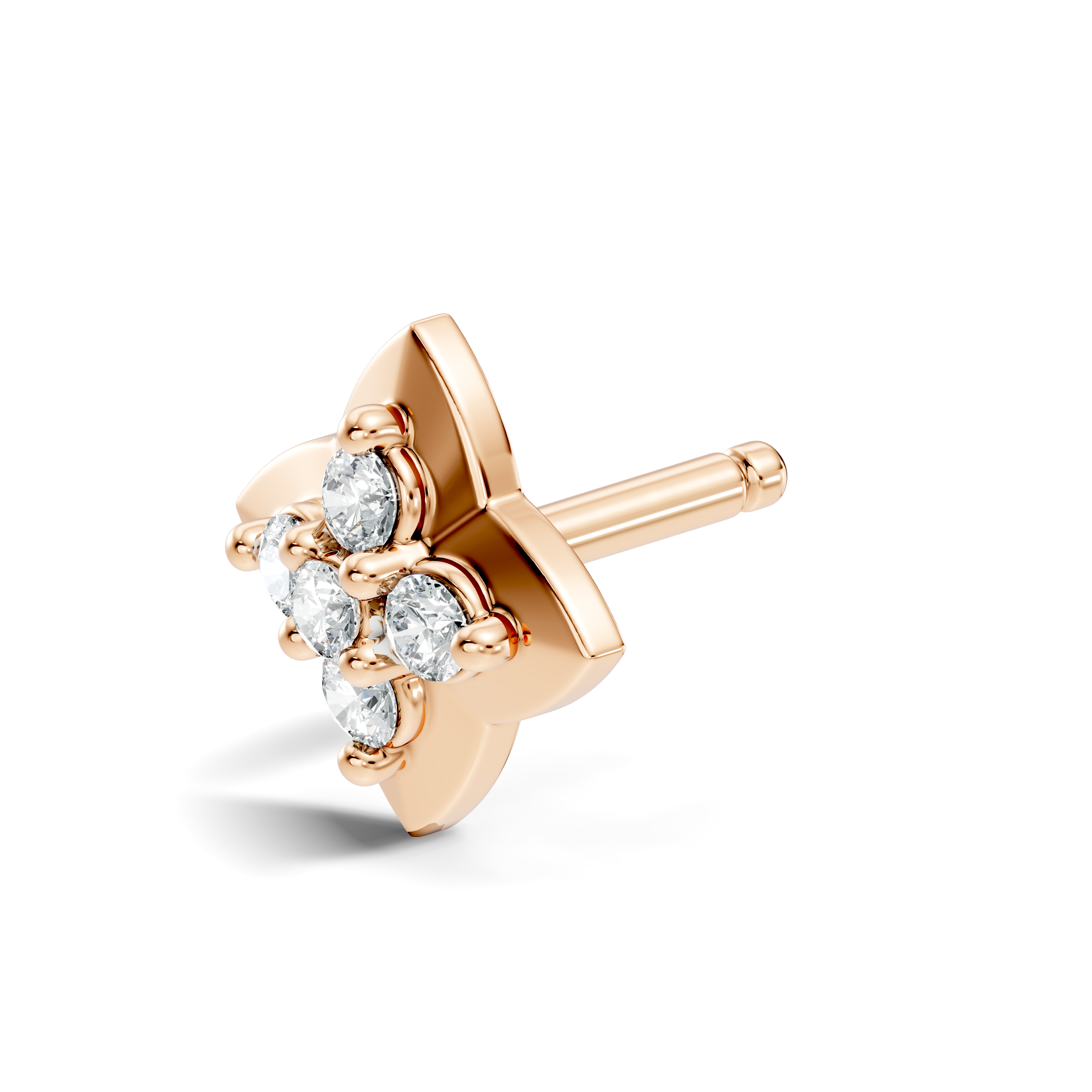 Four-Petal Flower Diamond Nose Pin