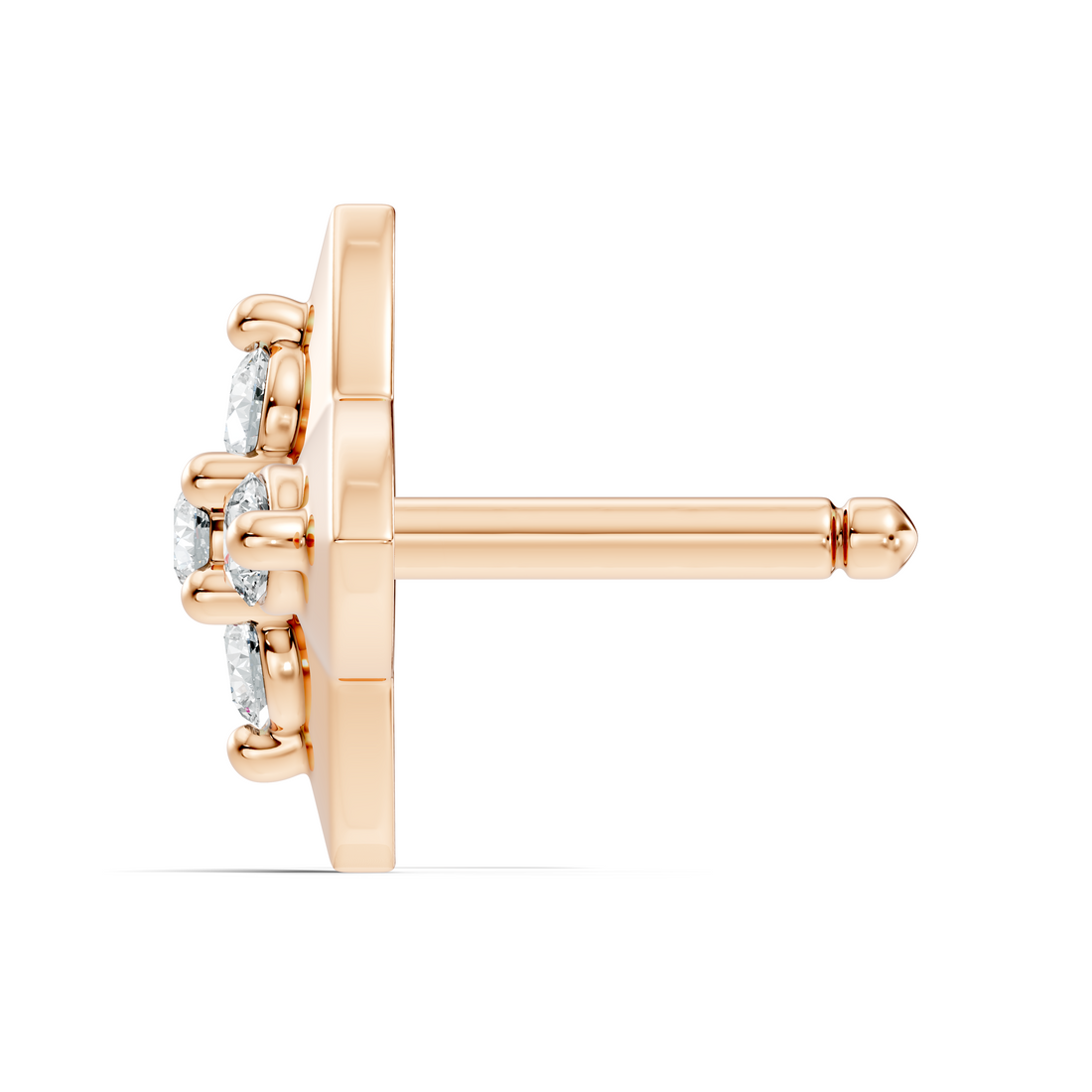 Four-Petal Flower Diamond Nose Pin