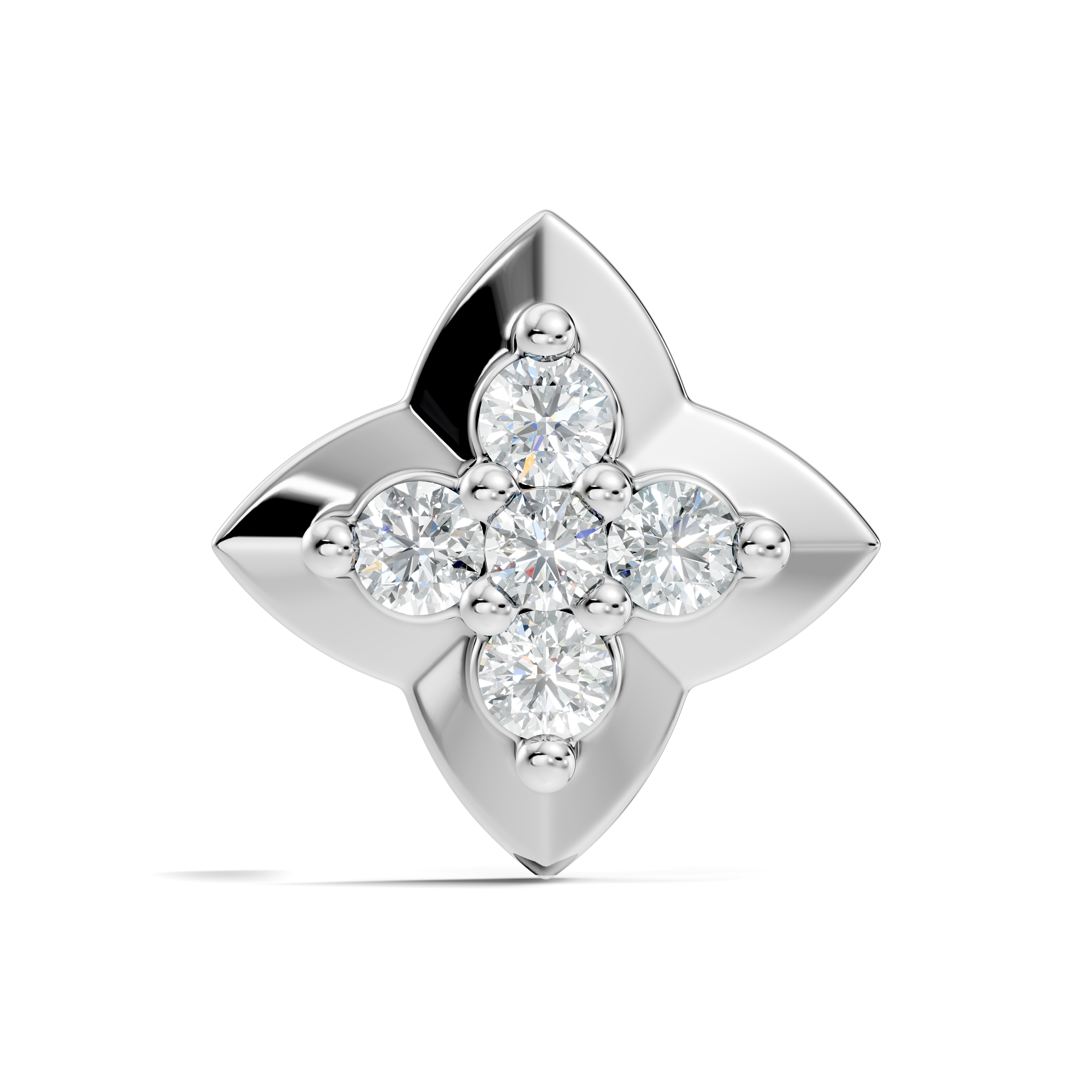 Four-Petal Flower Diamond Nose Pin