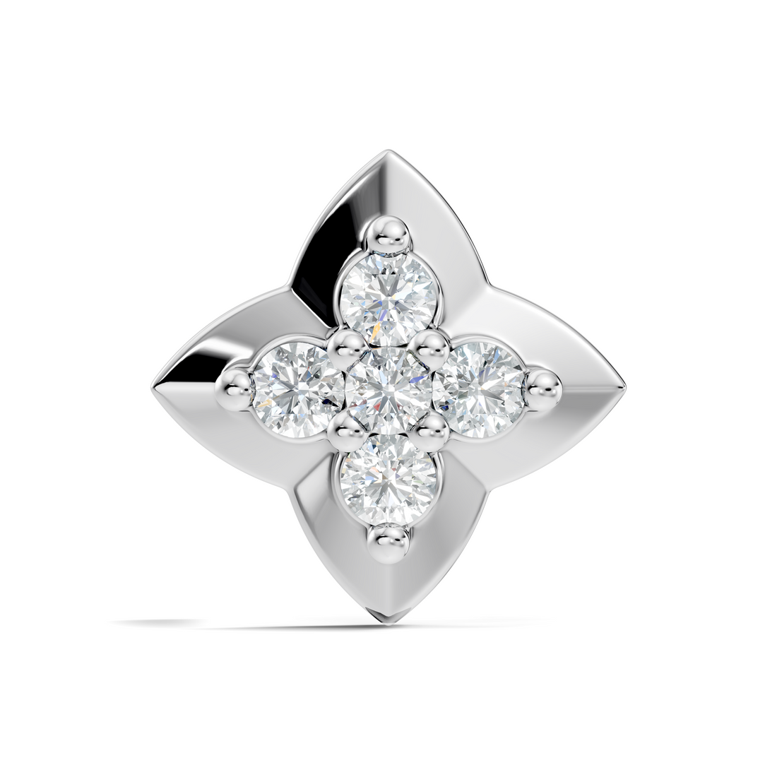 Four-Petal Flower Diamond Nose Pin