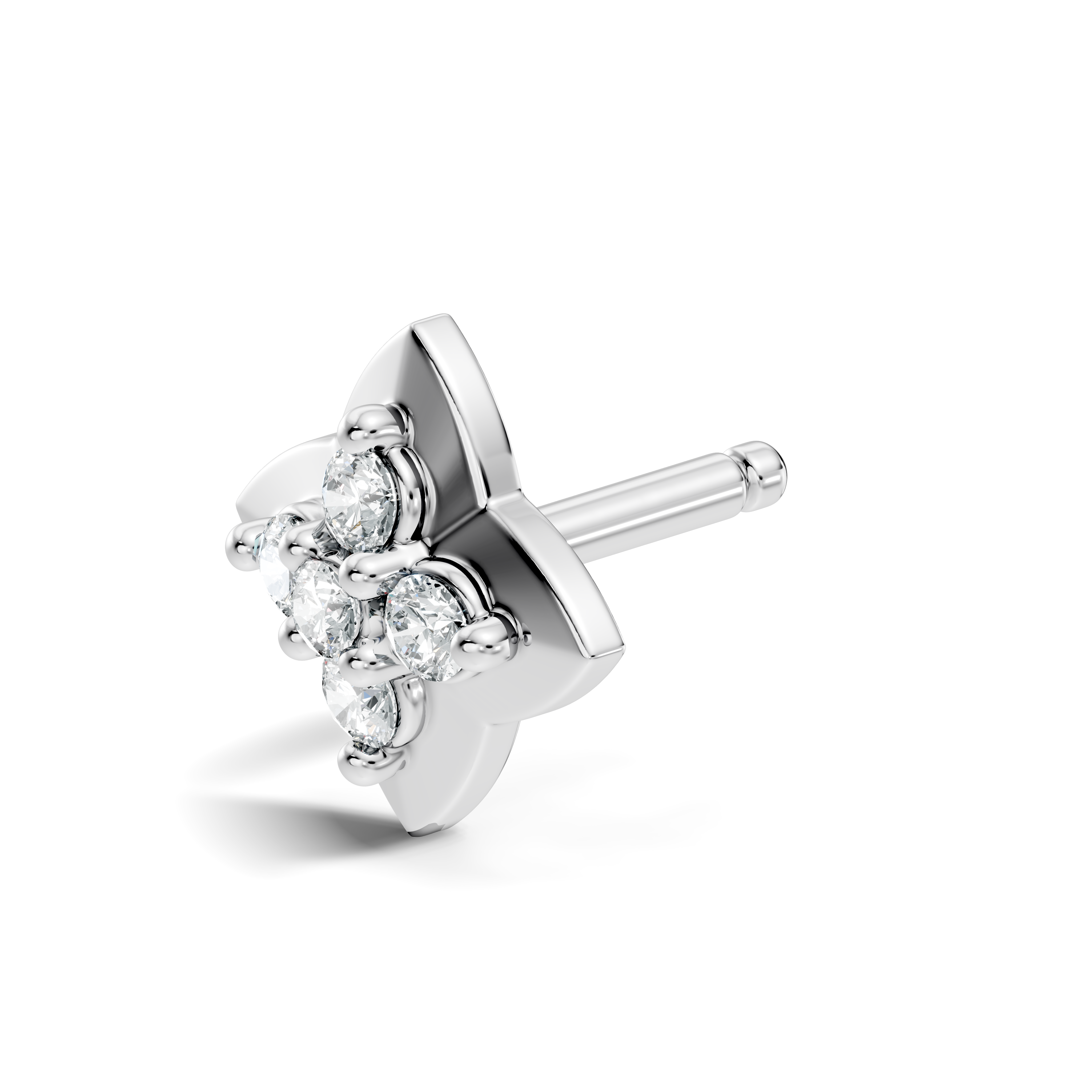 Four-Petal Flower Diamond Nose Pin