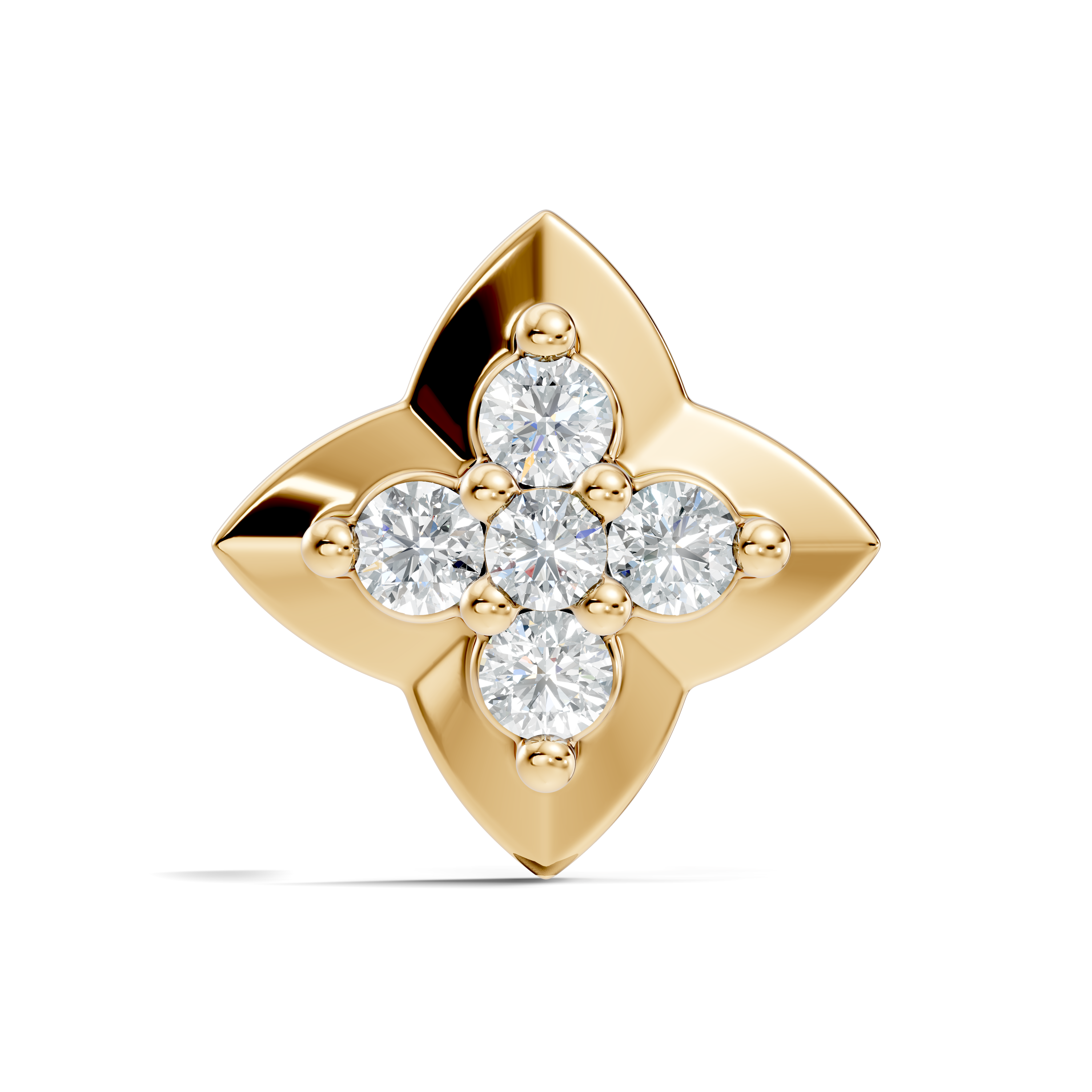 Four-Petal Flower Diamond Nose Pin