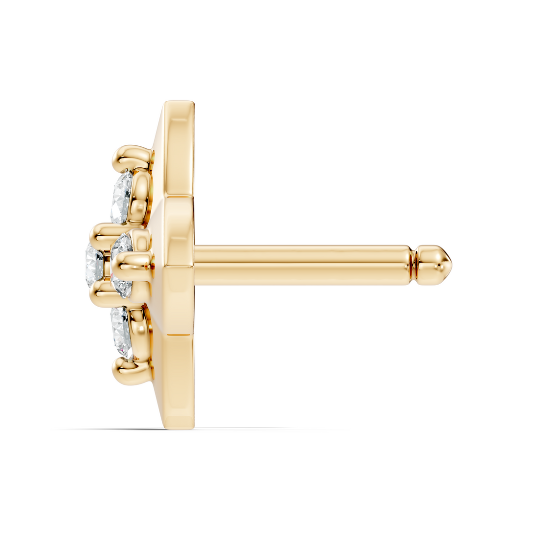 Four-Petal Flower Diamond Nose Pin