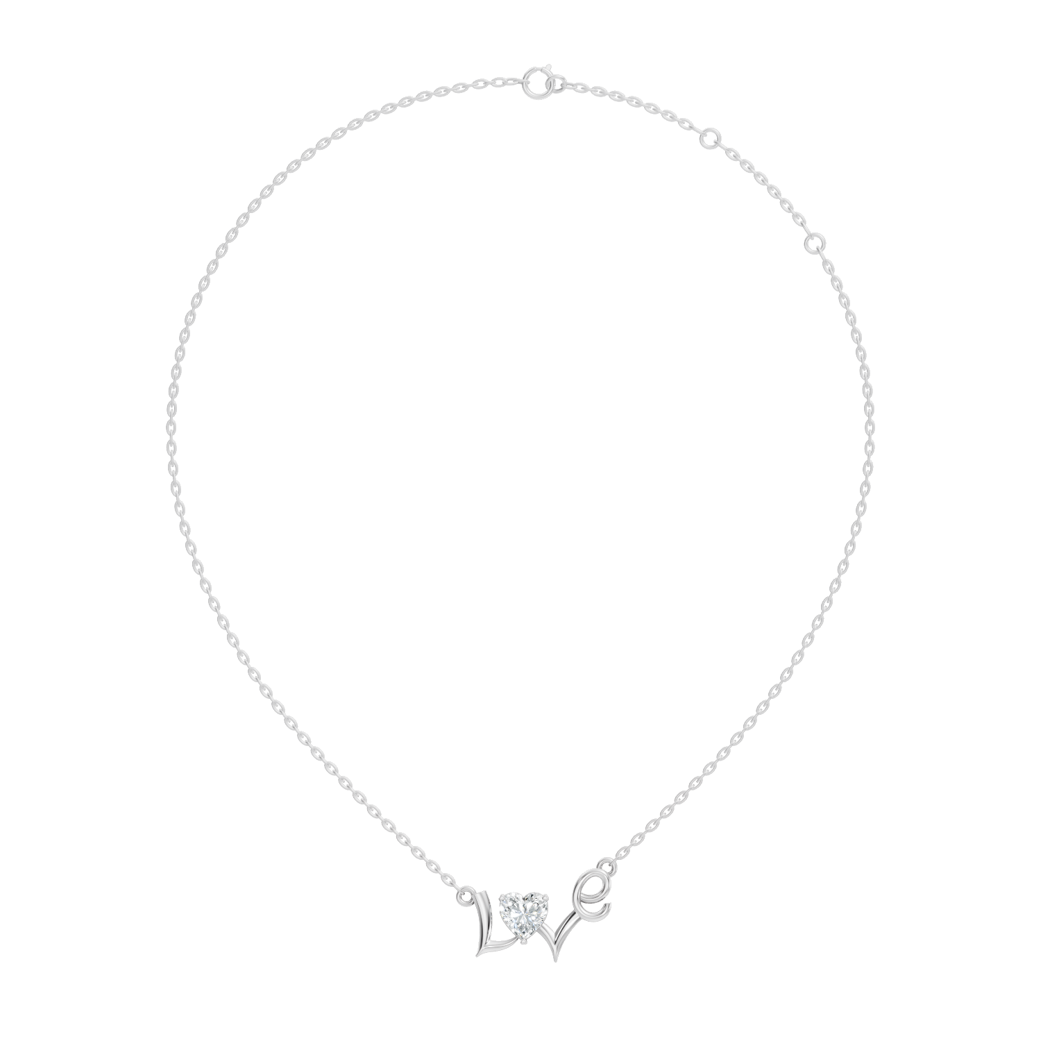 Heart Cut Diamond Script "Love" Pendant (0.44 TCW)