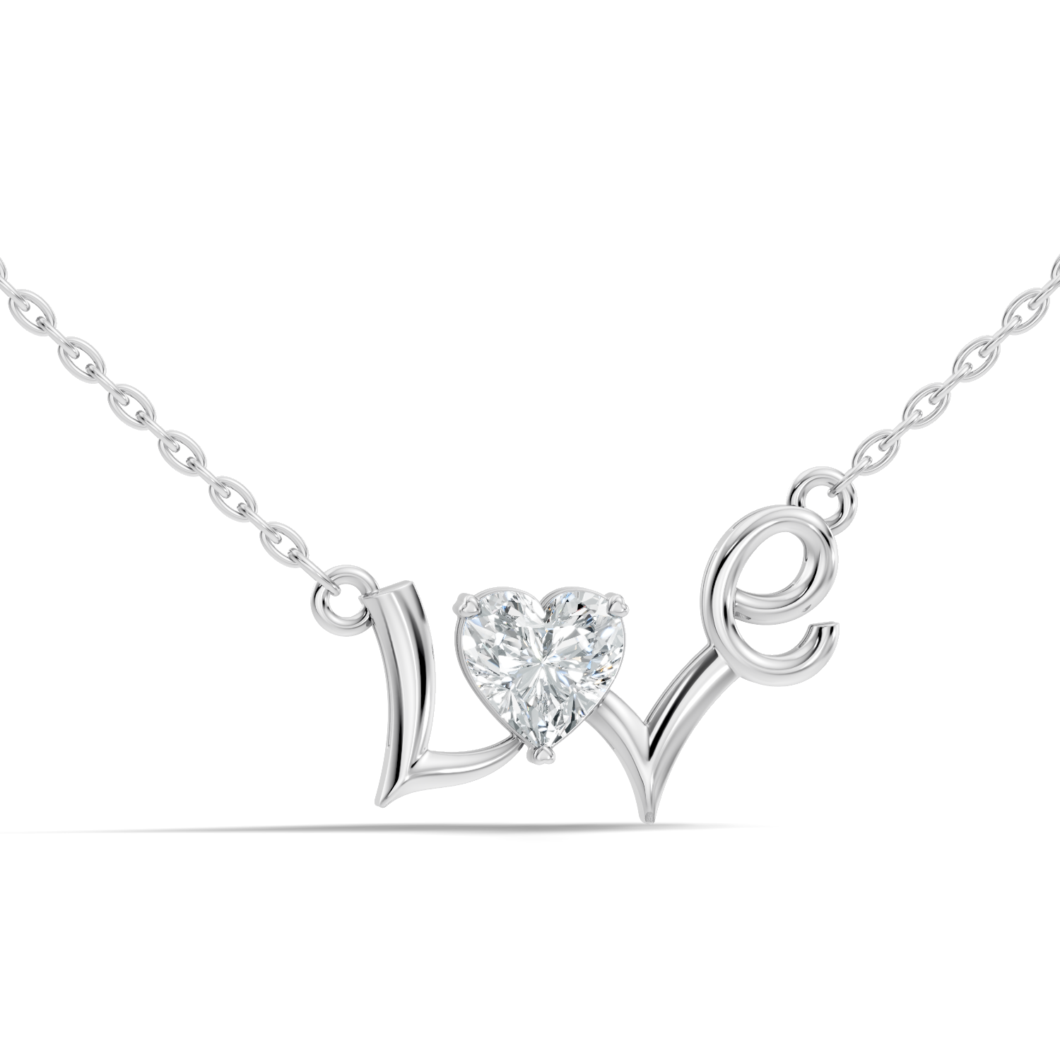 Heart Cut Diamond Script "Love" Pendant (0.44 TCW)