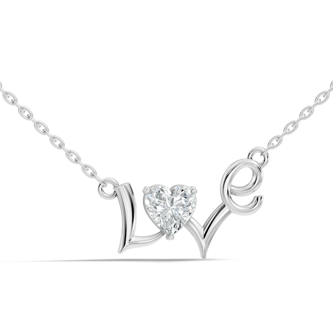 Heart Cut Diamond Script "Love" Pendant (0.44 TCW)