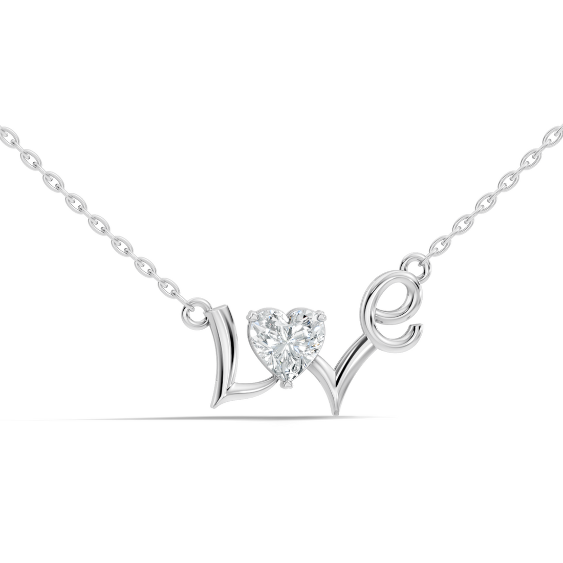 Heart Cut Diamond Script "Love" Pendant (0.44 TCW)