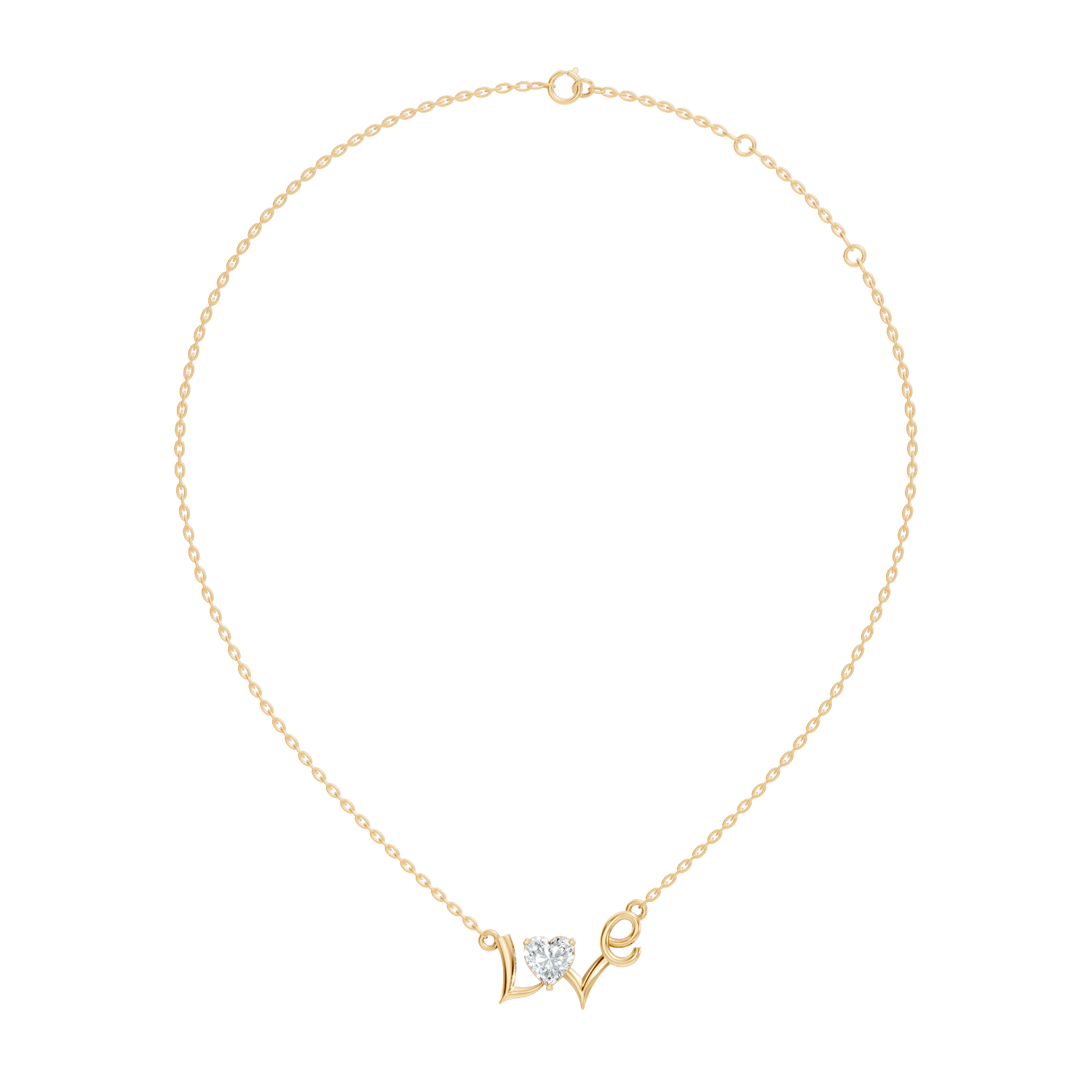 Heart Cut Diamond Script "Love" Pendant (0.44 TCW)