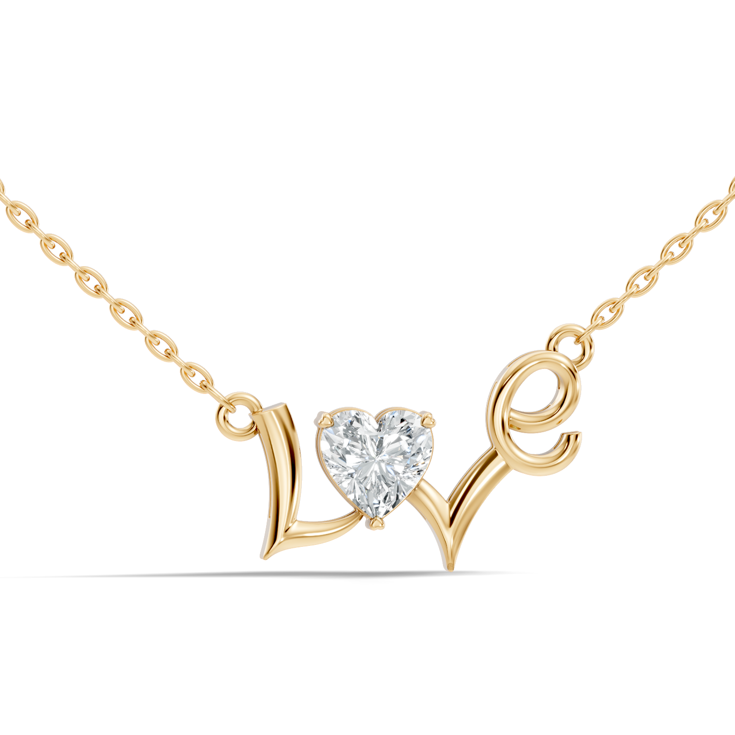 Heart Cut Diamond Script "Love" Pendant (0.44 TCW)