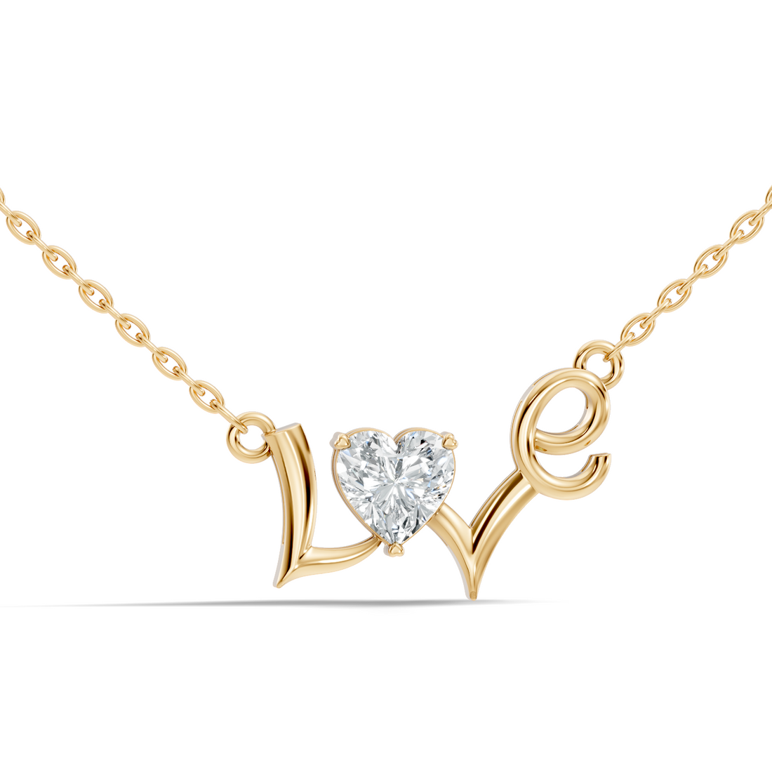 Heart Cut Diamond Script "Love" Pendant (0.44 TCW)