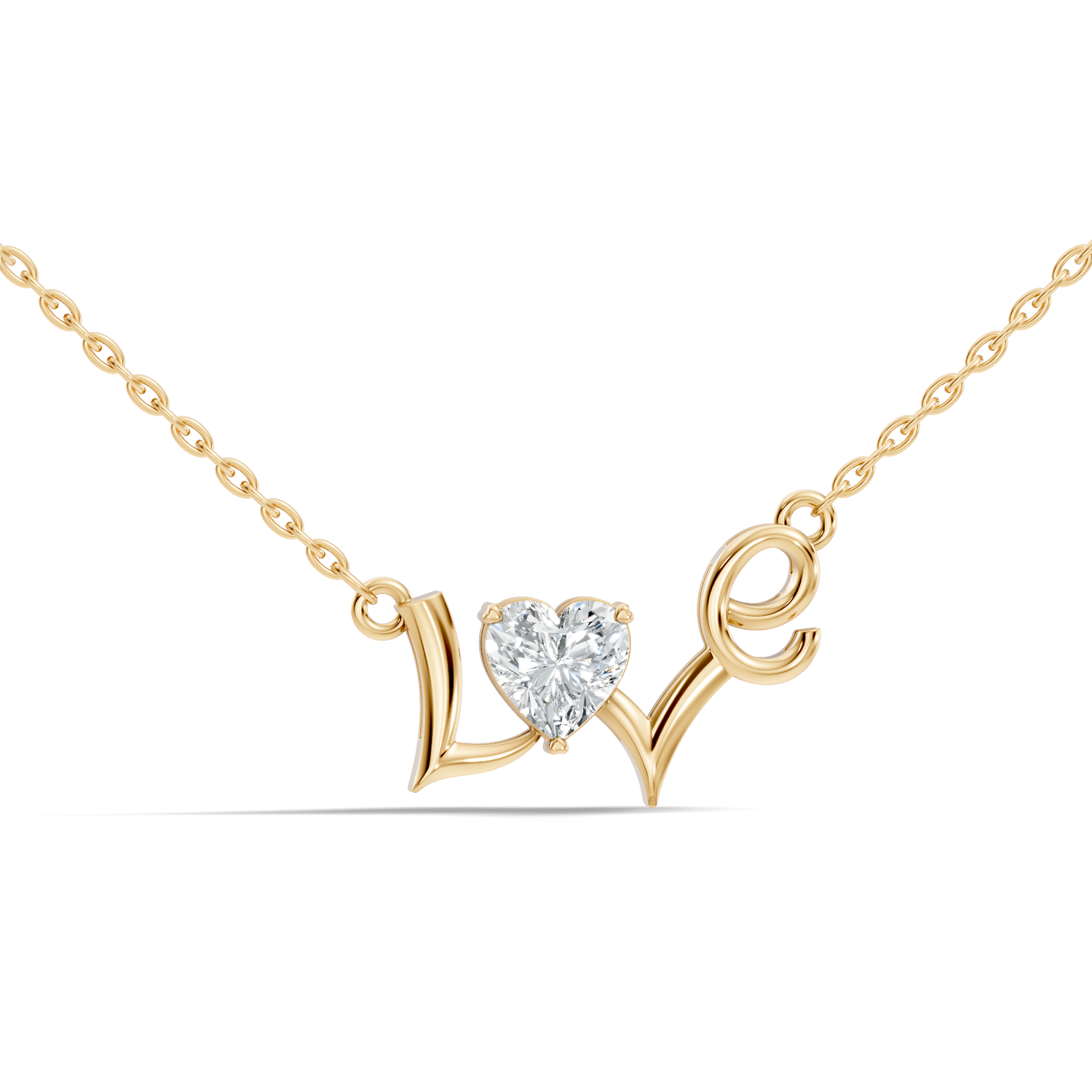 Heart Cut Diamond Script "Love" Pendant (0.44 TCW)