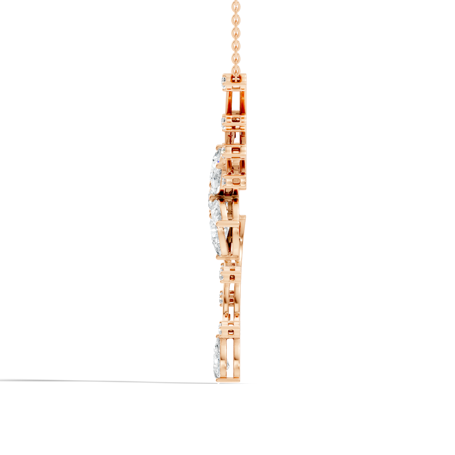 Pear & Round Diamond Floral Vine Pendant